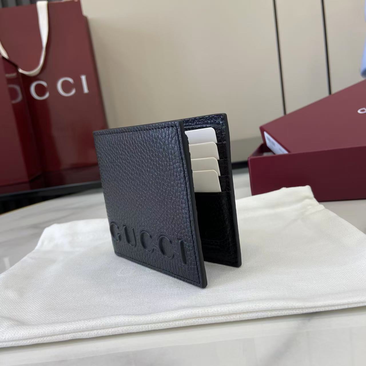 Gucci 25 Wallet 11cm Black Grained Cowhide 290506