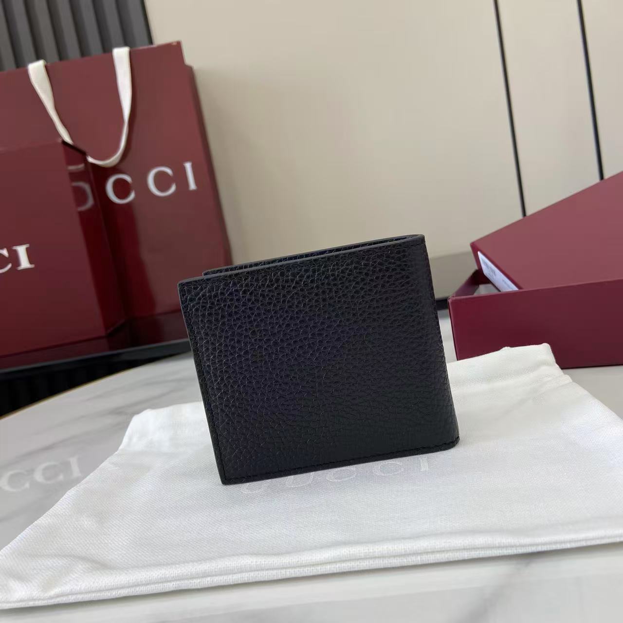 Gucci 25 Wallet 11cm Black Grained Cowhide 290506
