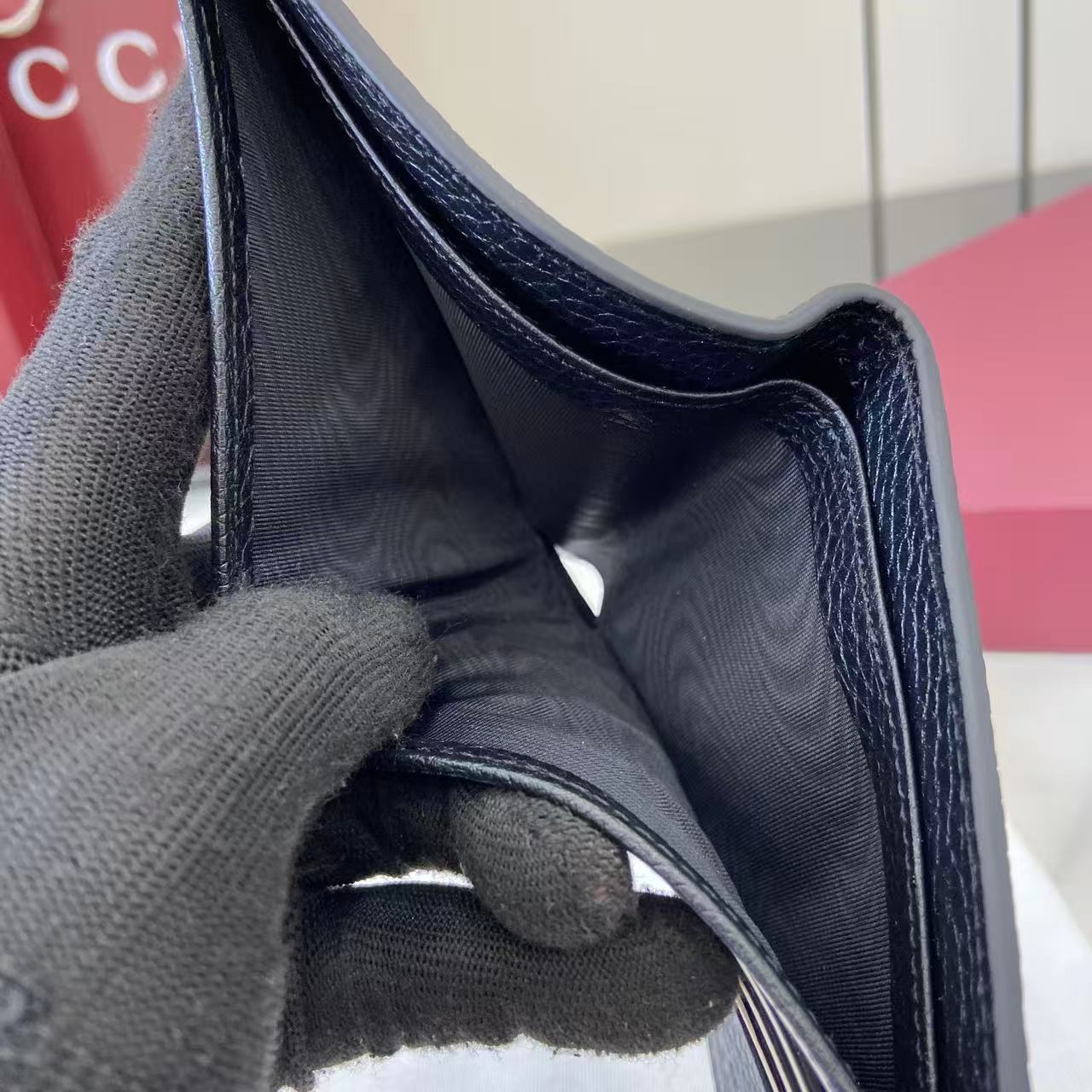 Gucci 25 Wallet 11cm Black Grained Cowhide 290506