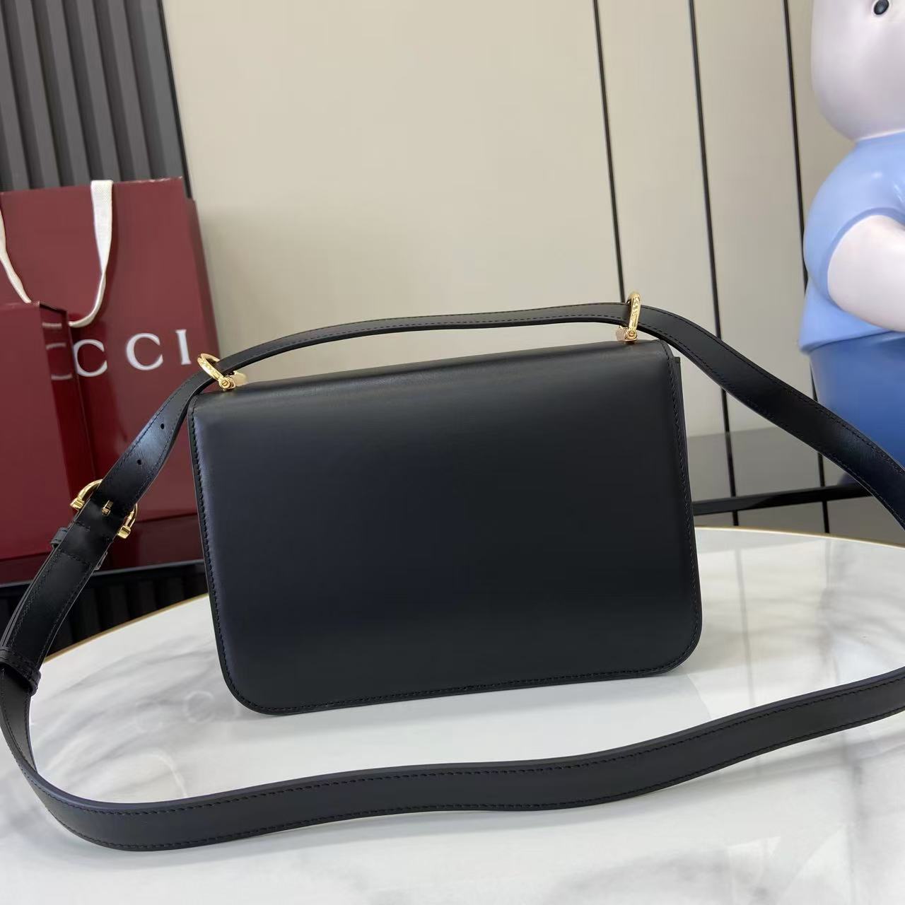 Gucci 25 Siena Bag Black Gold Leather 292363