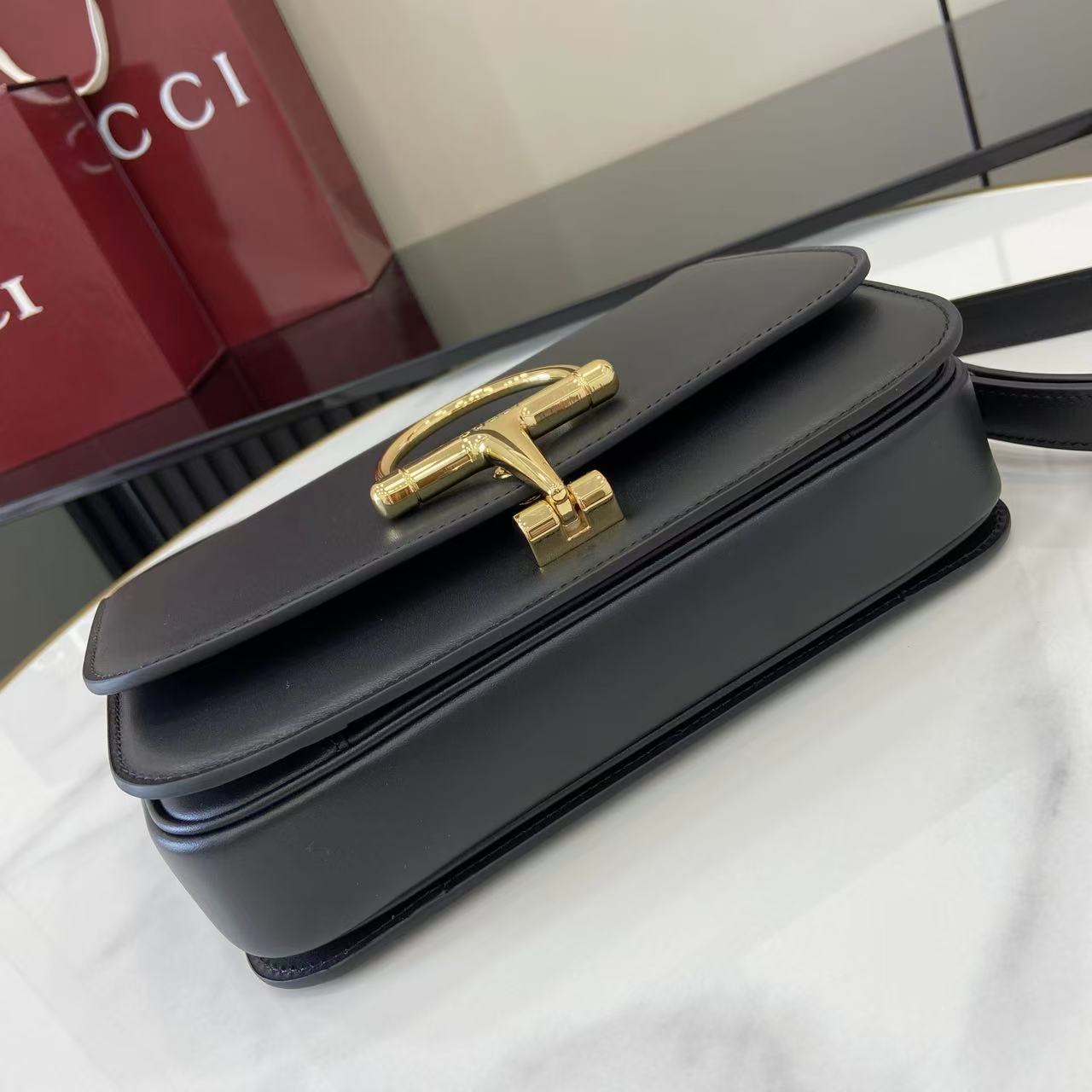 Gucci 25 Siena Bag Black Gold Leather 292363