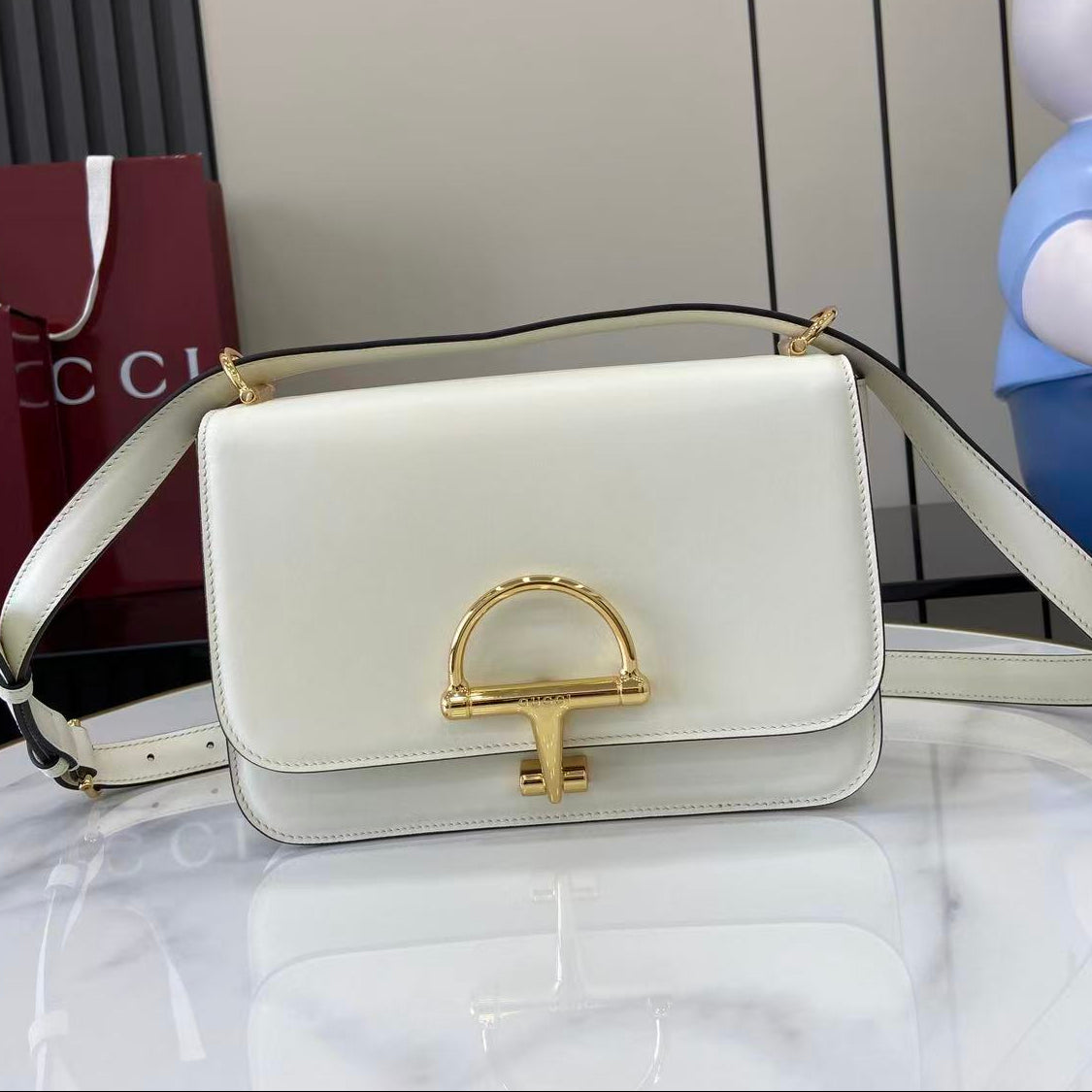 Gucci 25 Siena Bag White Gold Leather 292364