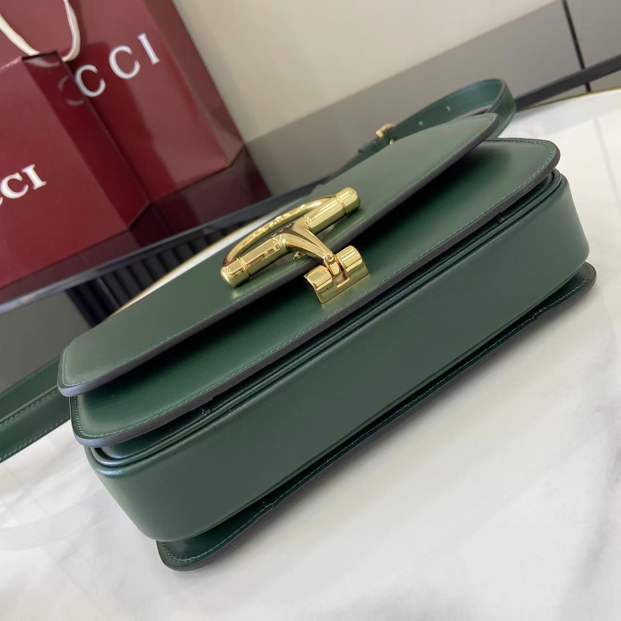 Gucci 25 Siena Bag Green Gold Leather 292365