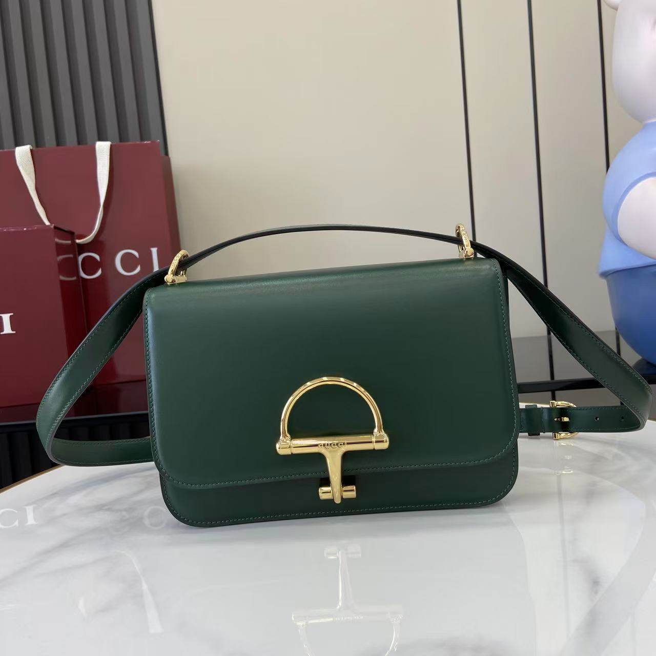 Gucci 25 Siena Bag Green Gold Leather 292365