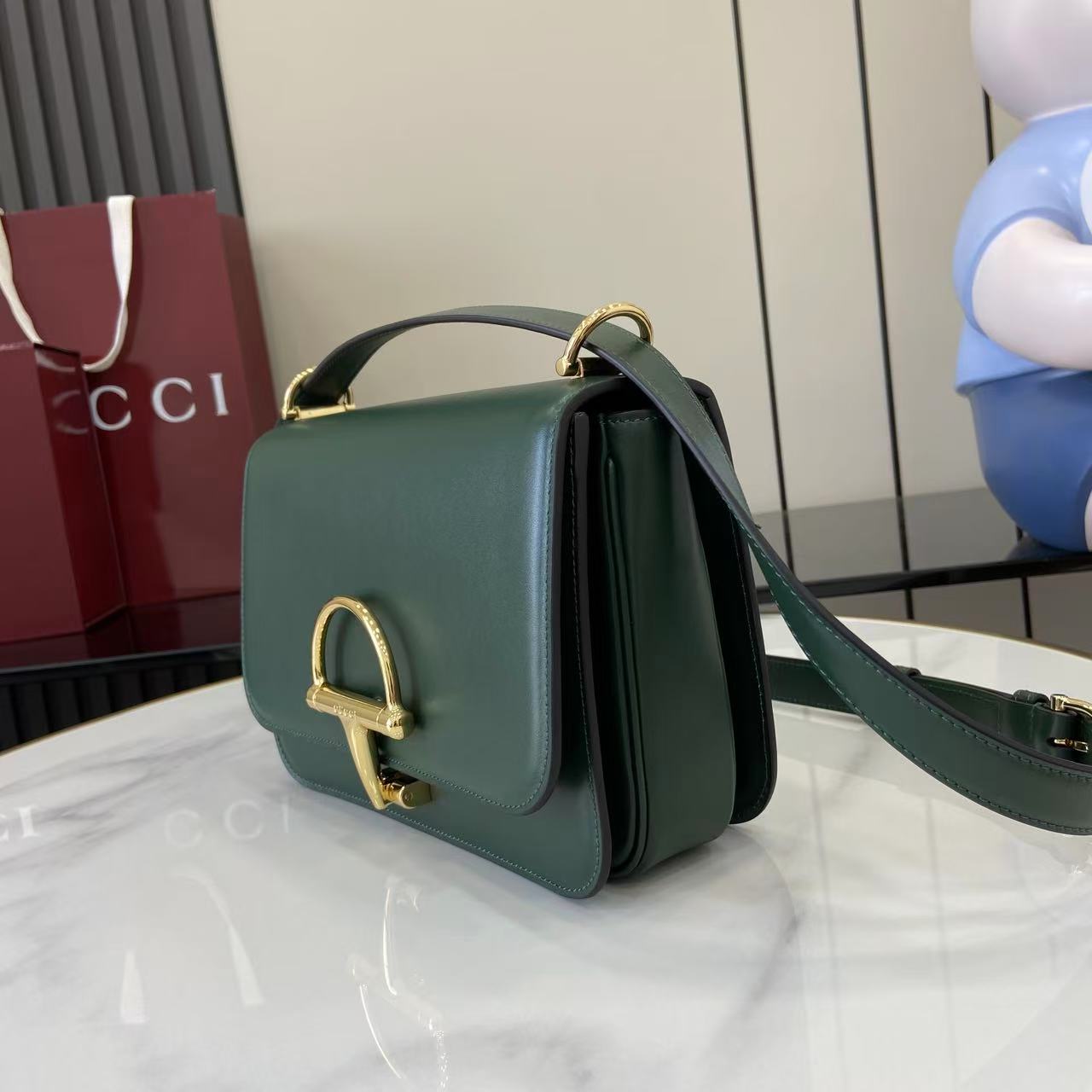 Gucci 25 Siena Bag Green Gold Leather 292365