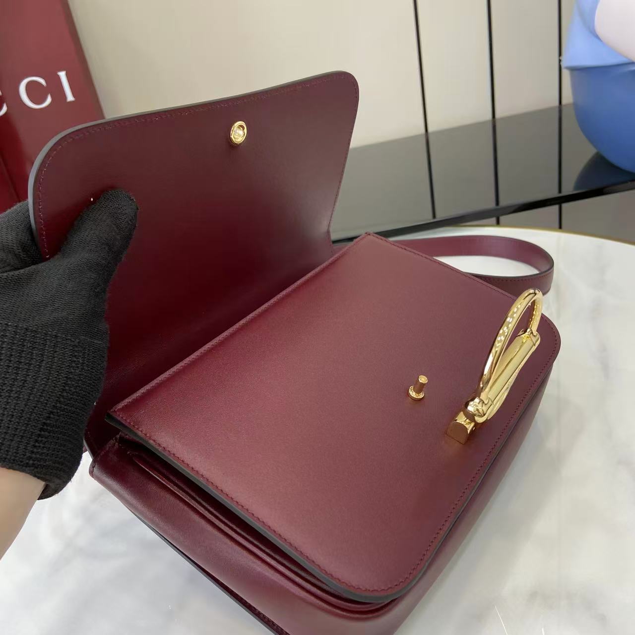 Gucci 25 Siena Bag Anchor Red Gold Leather 292366
