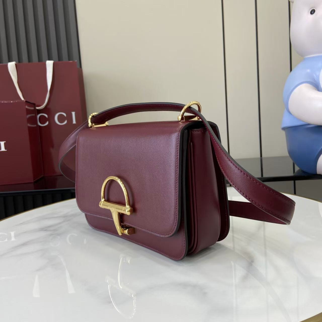 Gucci 25 Siena Bag Anchor Red Gold Leather 292366