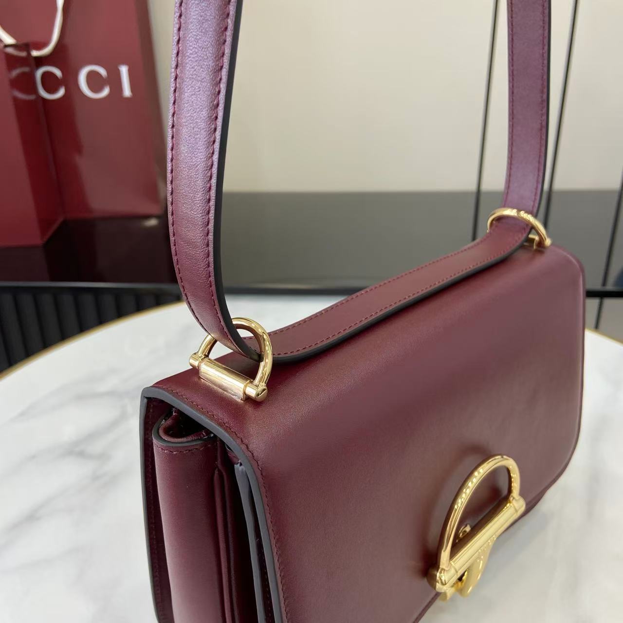 Gucci 25 Siena Bag Anchor Red Gold Leather 292366