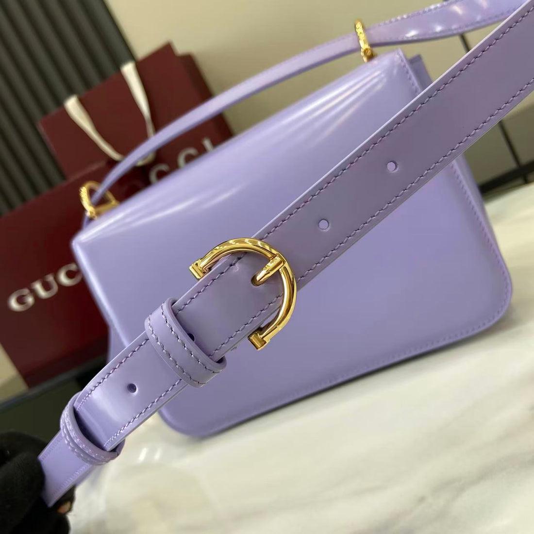 Gucci 25 Siena Bag Light Purple Gold Leather 292571