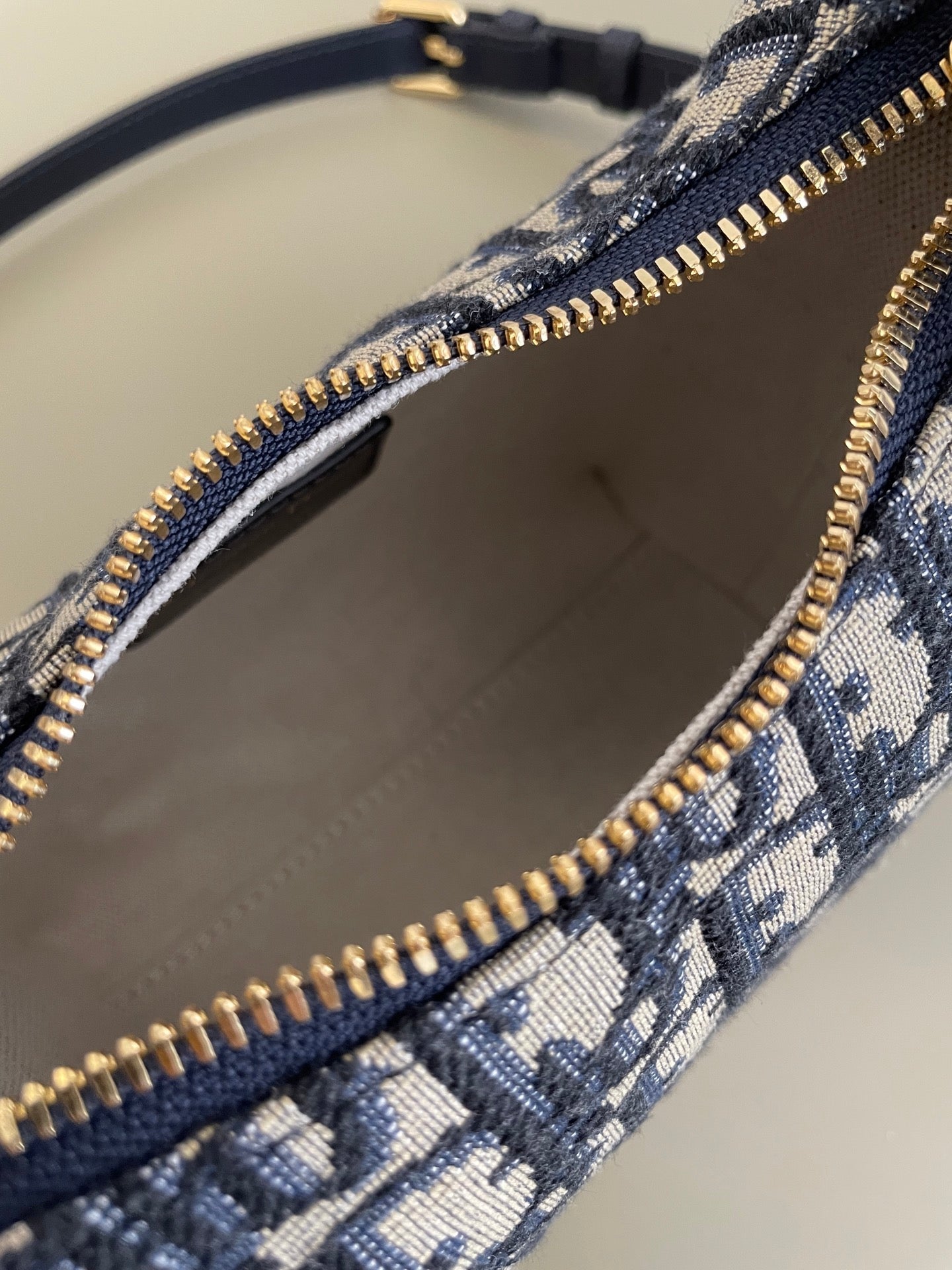 CD Medium Dream Bag 18 Blue Oblique Jacquard and Calfskin