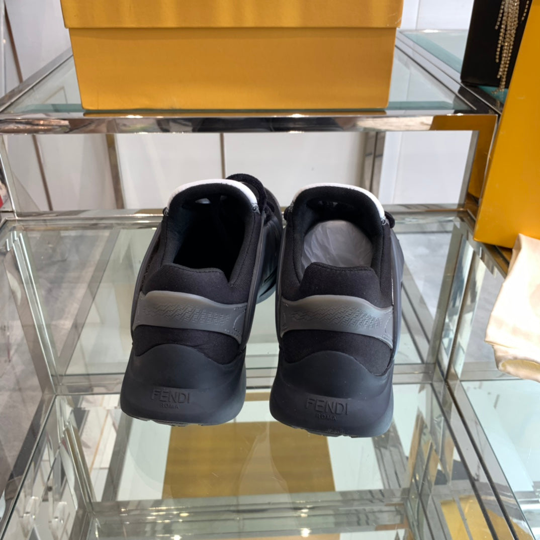 FENDI TAG SNEAKER IN BLACK MESH AND RUBBER