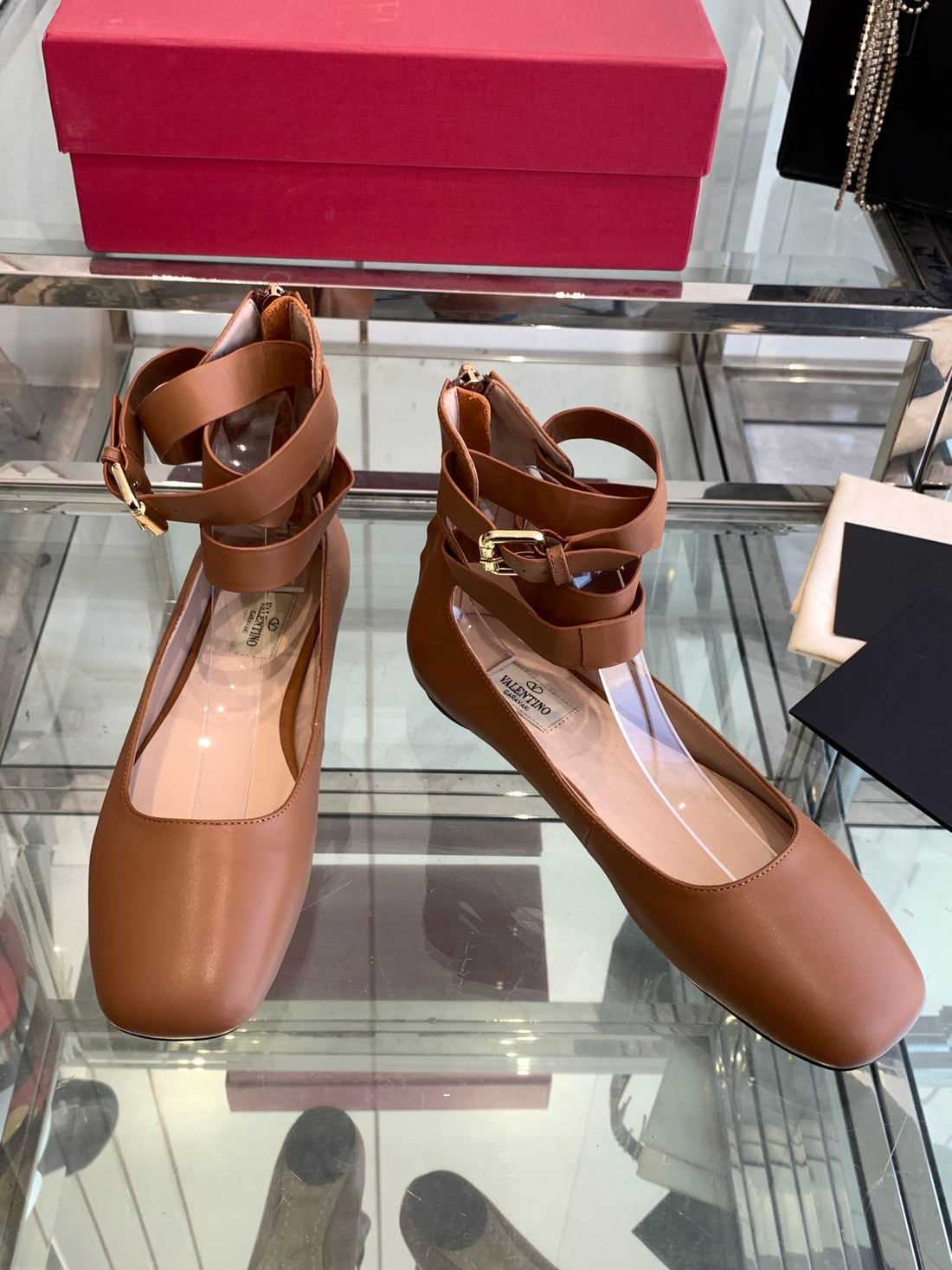 VT 25 Ballerina Ballet Gladiator Flats Brown Cowhide 292361