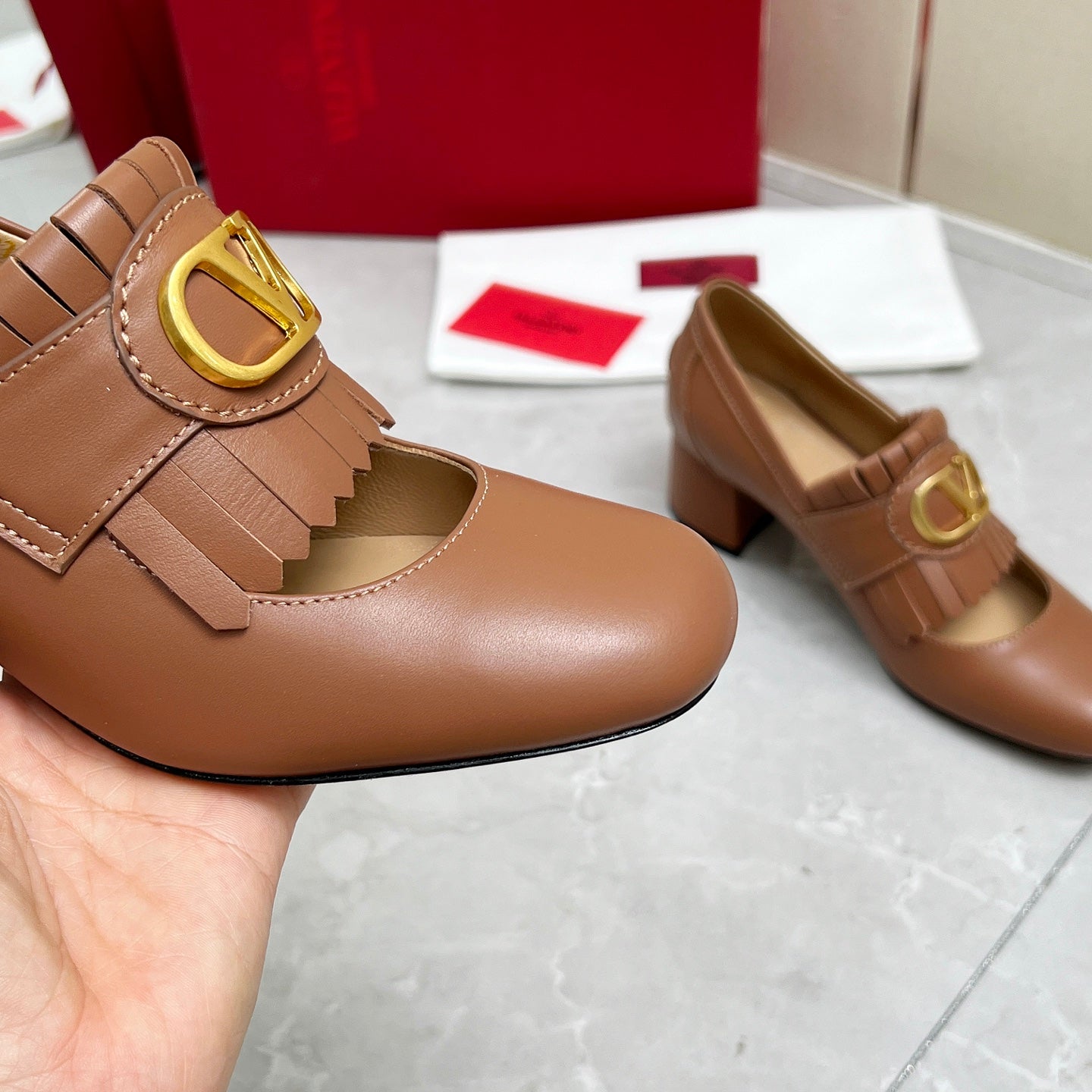 VT 25 Signature Heeled Loafer Brown Calf Leather 293941