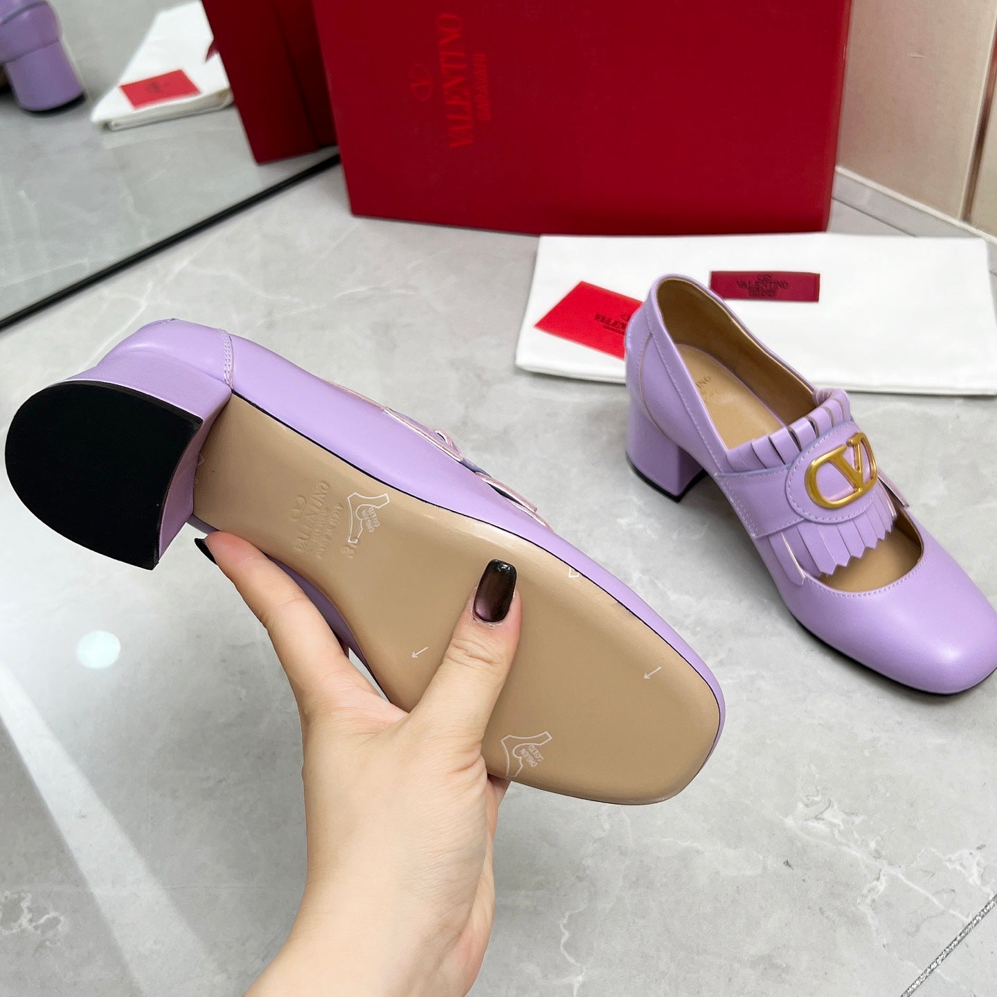 VT 25 Signature Heeled Loafer Purple Calf Leather 293942