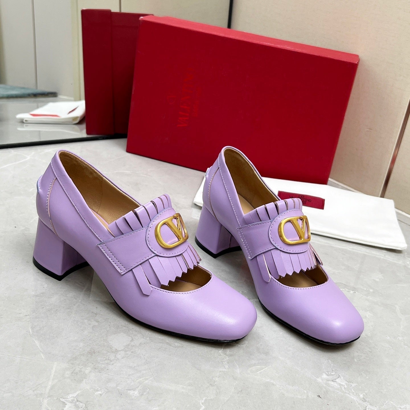 VT 25 Signature Heeled Loafer Purple Calf Leather 293942