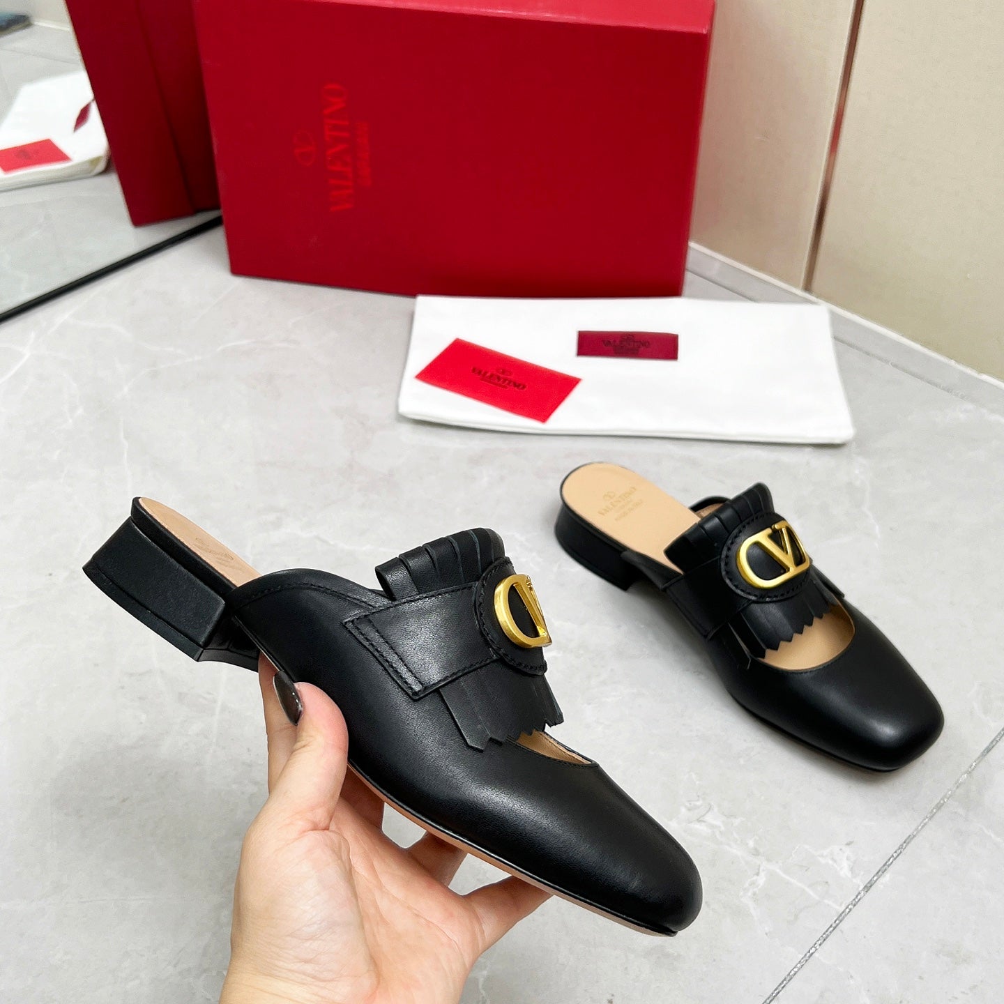 VT 25 Signature Mule Loafer Black Calf Leather 293945