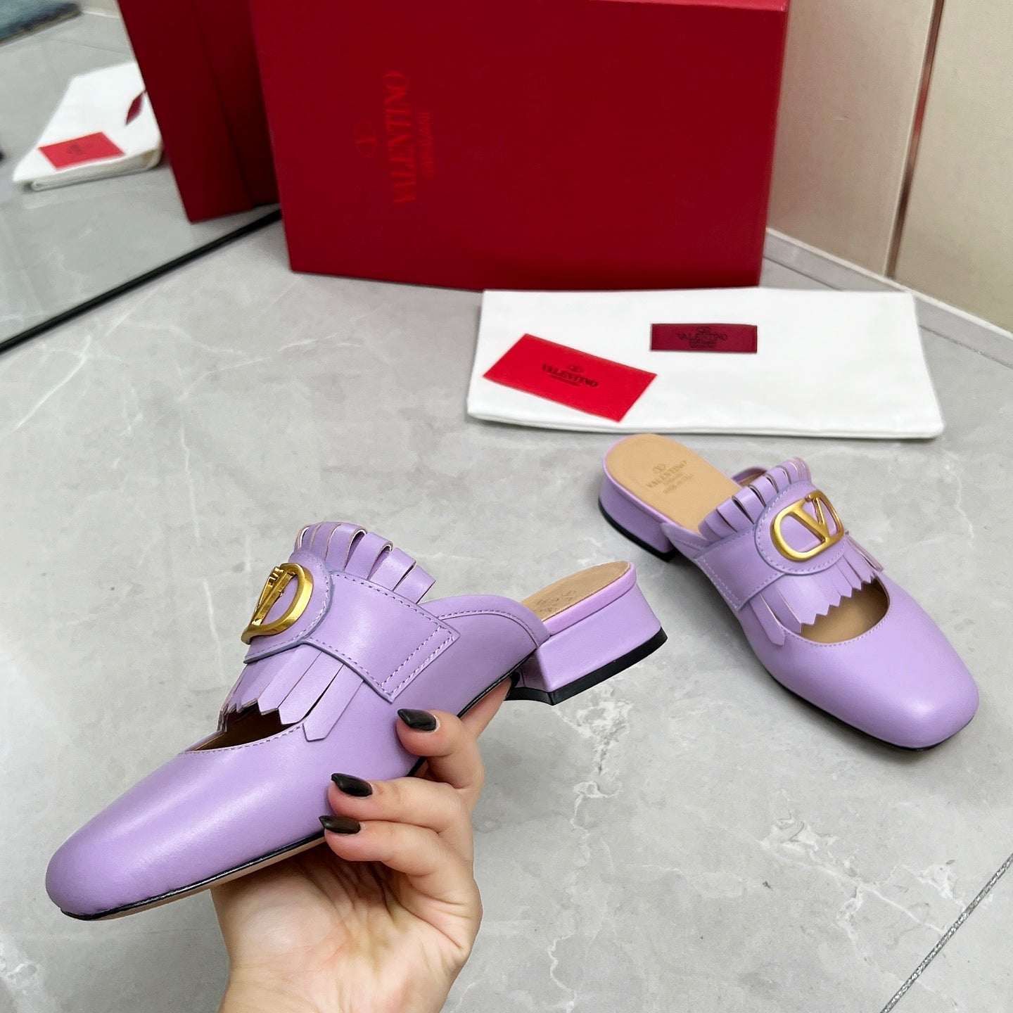 VT 25 Signature Mule Loafer Purple Calf Leather 293946