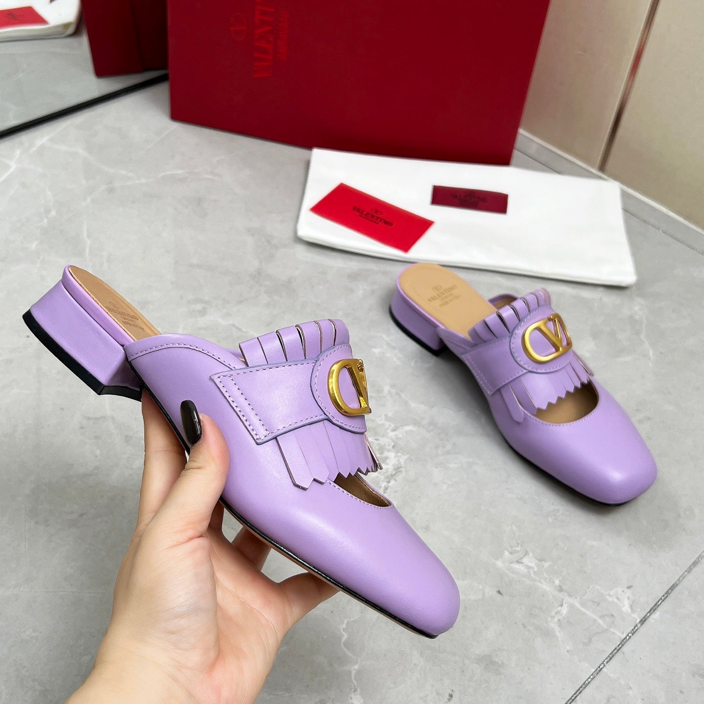 VT 25 Signature Mule Loafer Purple Calf Leather 293946