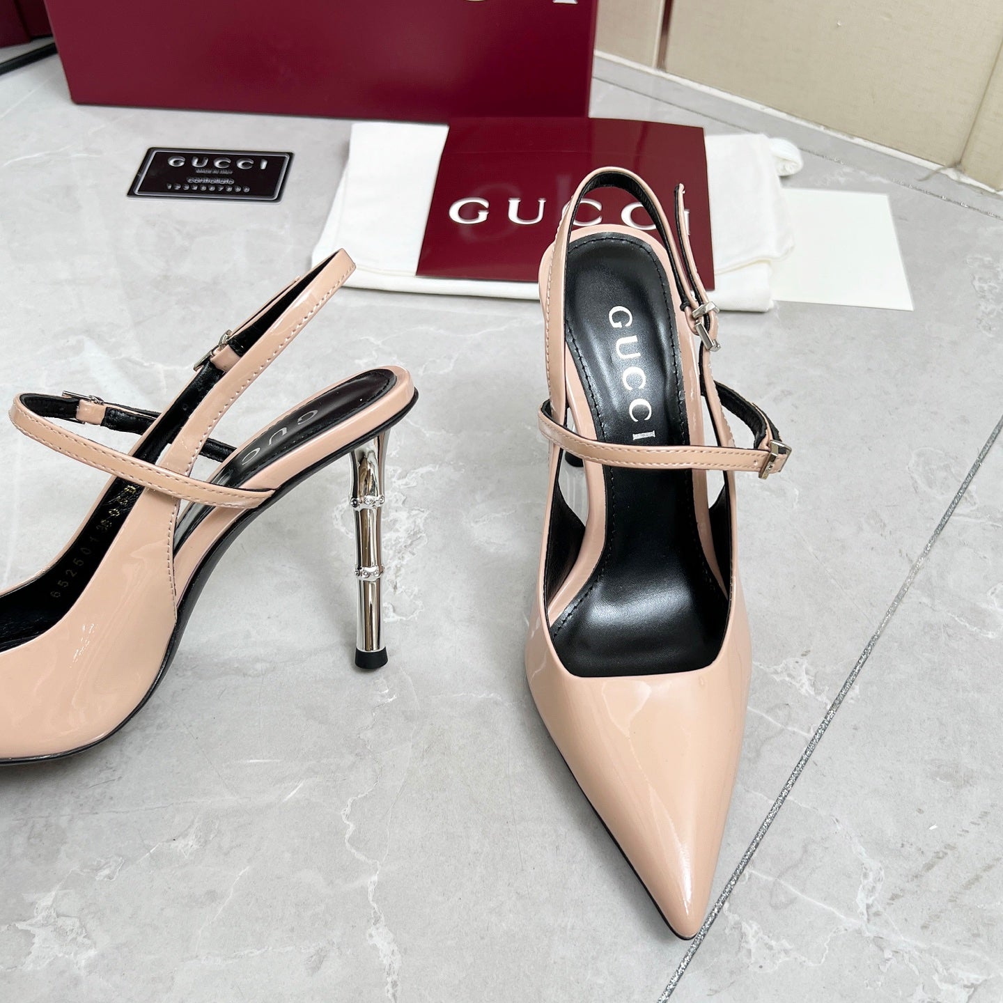 GC 25 Heeled 95mm Slingback Pump Nude Patent Leather 293866