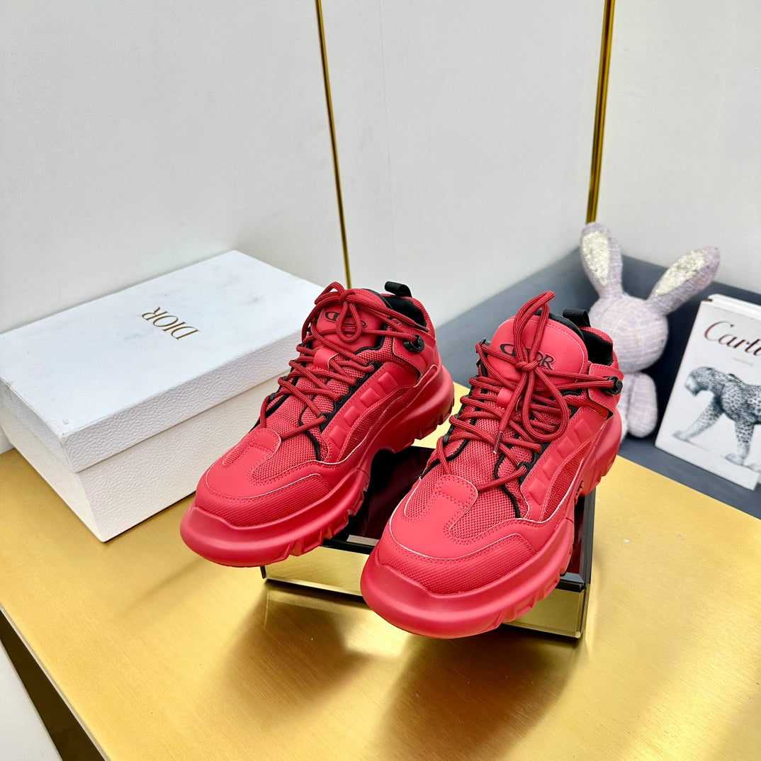 CD Sneaker 50mm In Red Cowhide And Mesh Fabric 111467