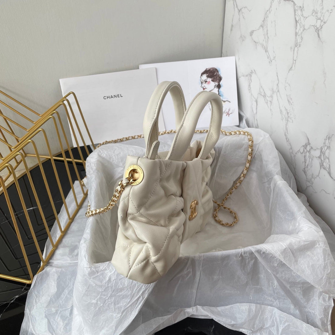 CC 25K Mini Bow Bag 26cm White Calfskin