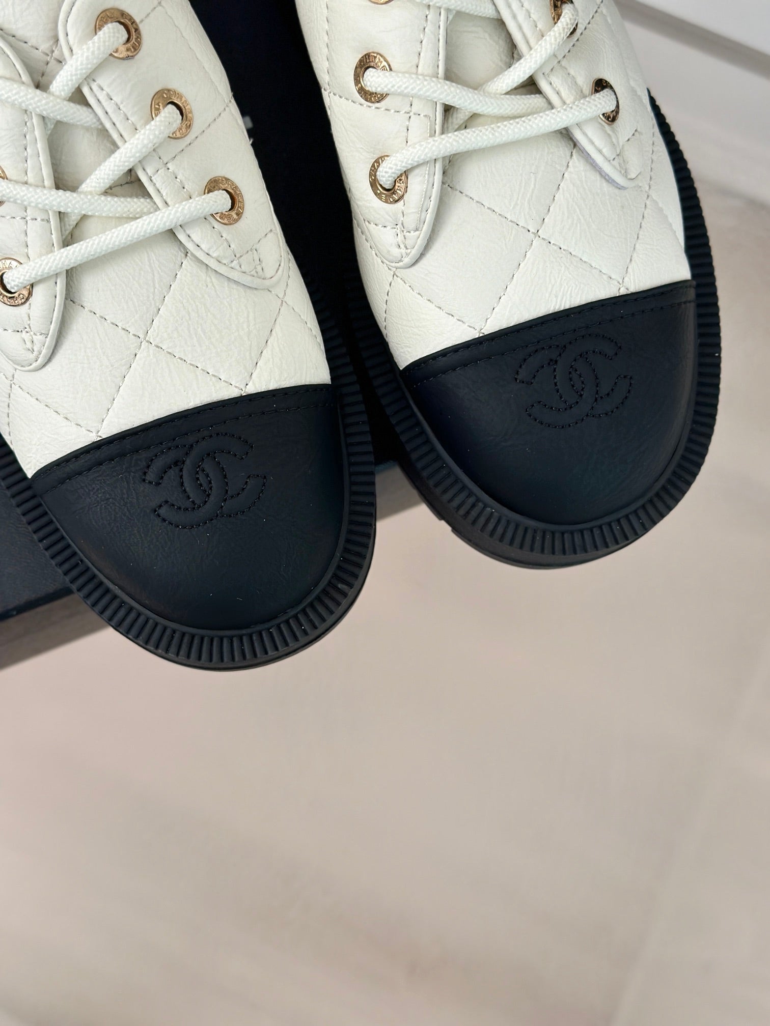 CC Classic Sneaker 50mm White Quilted Wrinkled Calfskin