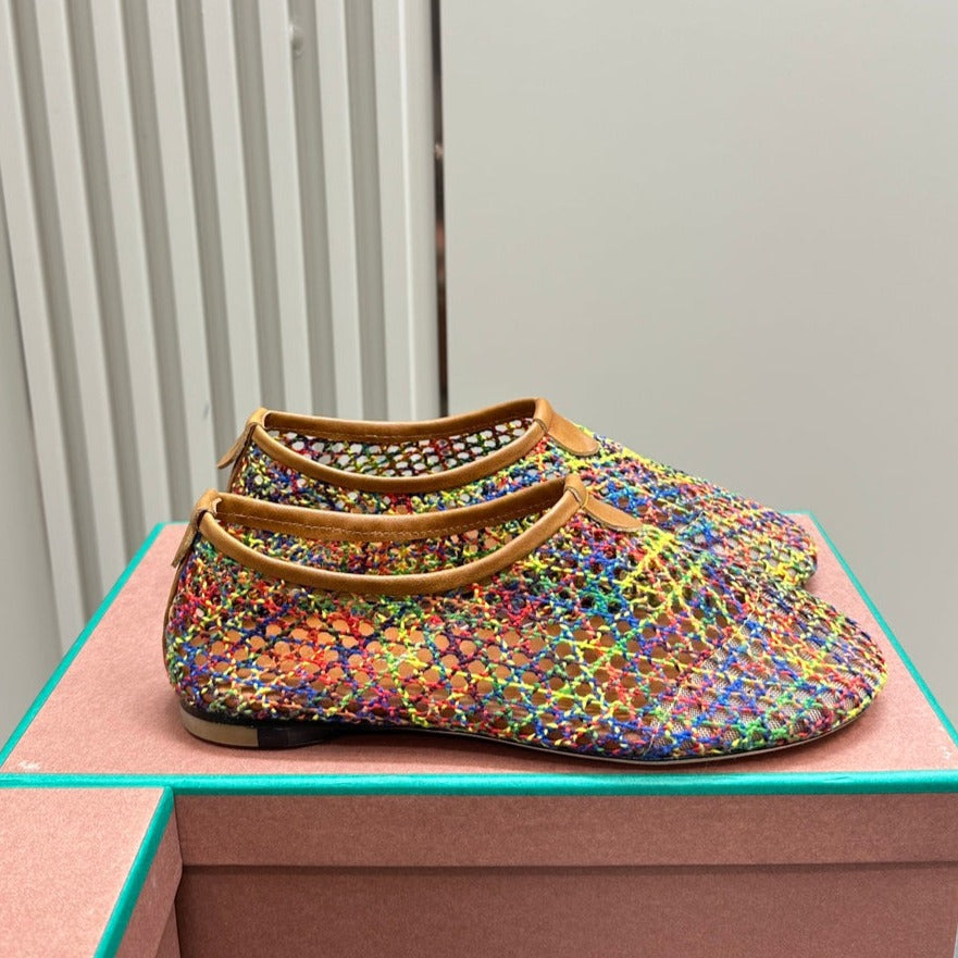 floaty flat mocassin sliper multicolor fabric