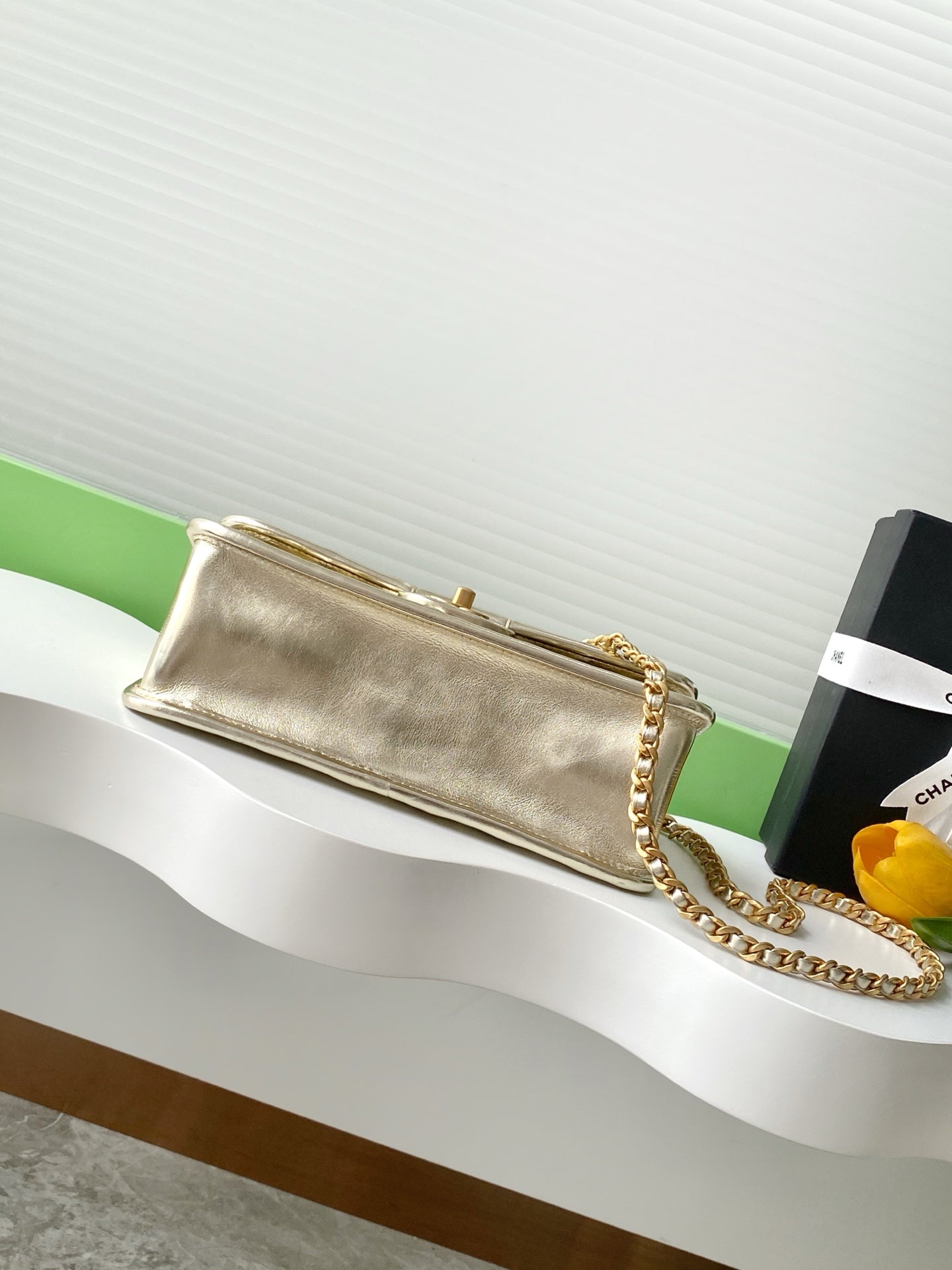 CC 25C Flap Bag 25cm Gold Metalic Quilted Lambskin