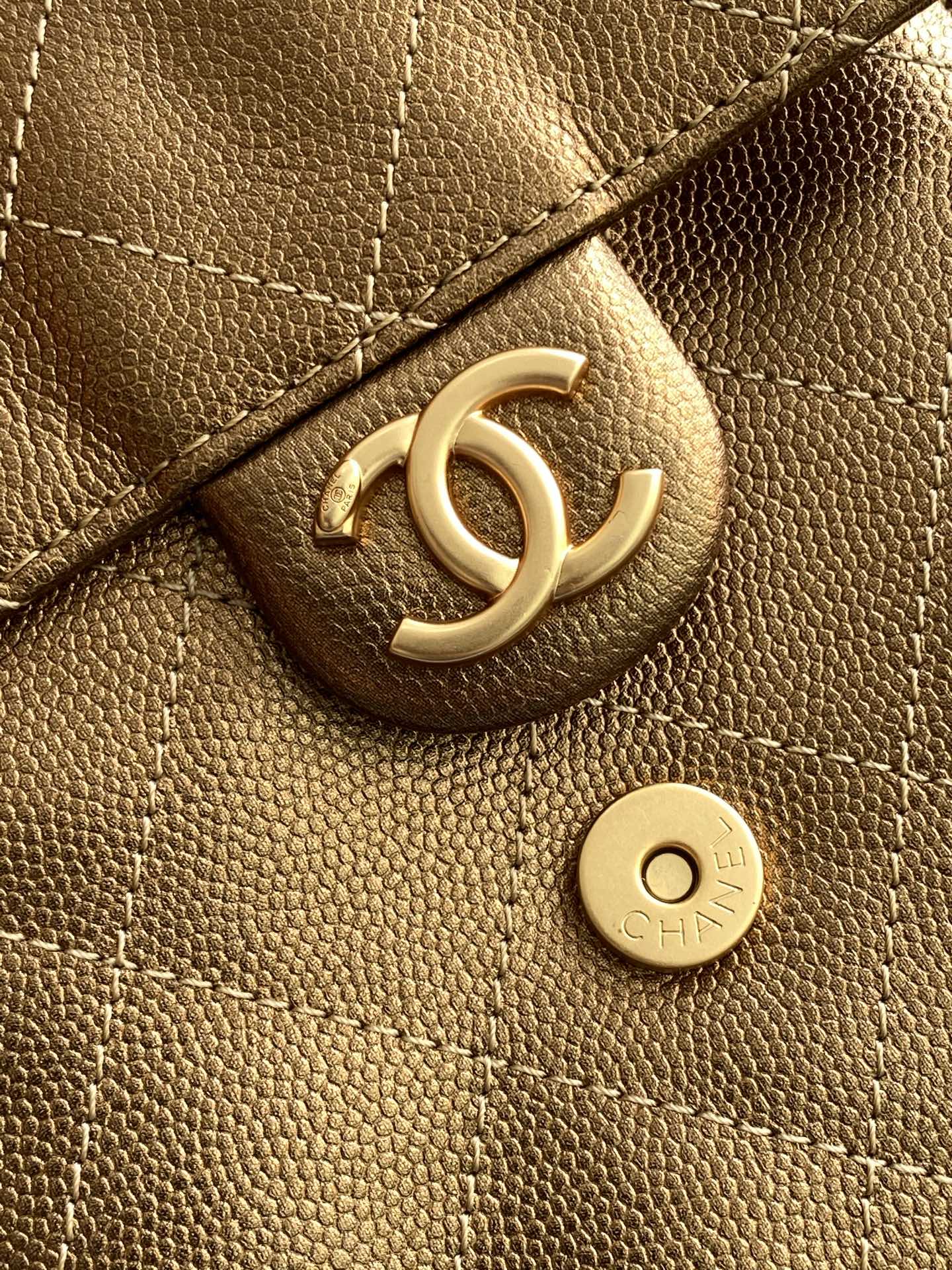 CC 25C Hobo Bags 40cm Bronze Metalic Grained Calfskin