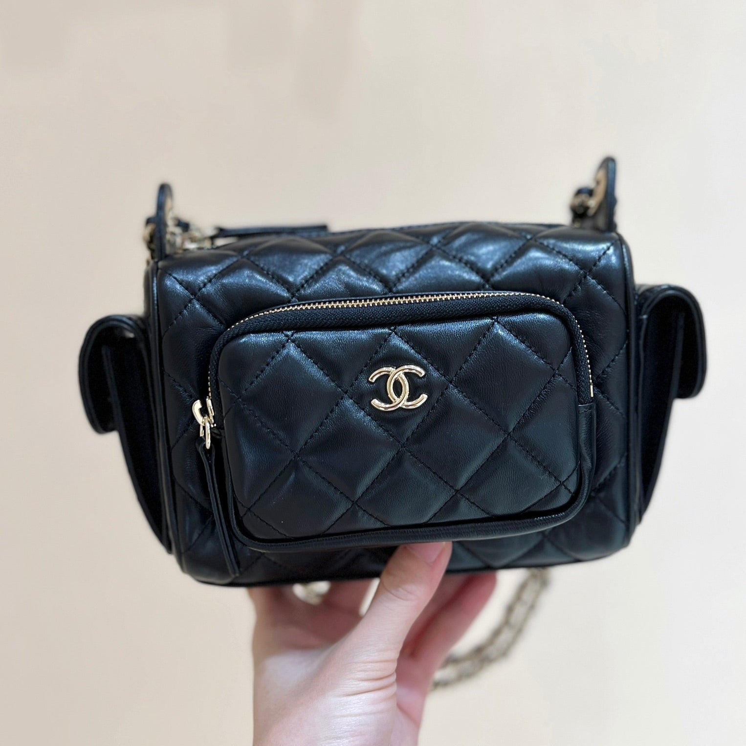 Chanel 24K Special Edition Camera Bag Black Sheepskin