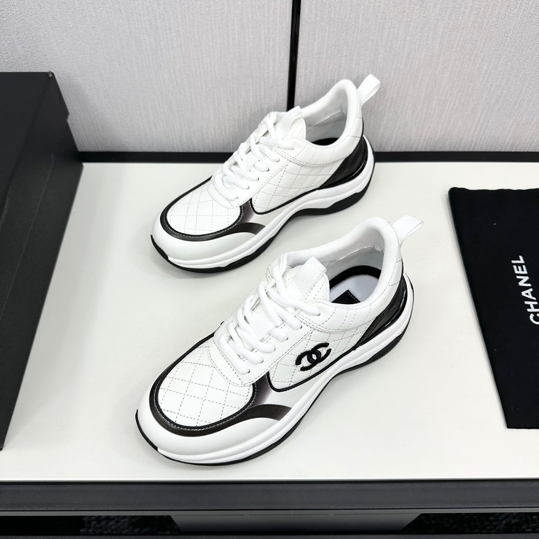 CC SNEAKER IN WHITE MIX BLACK EMBROIDERED LAMBSKIN