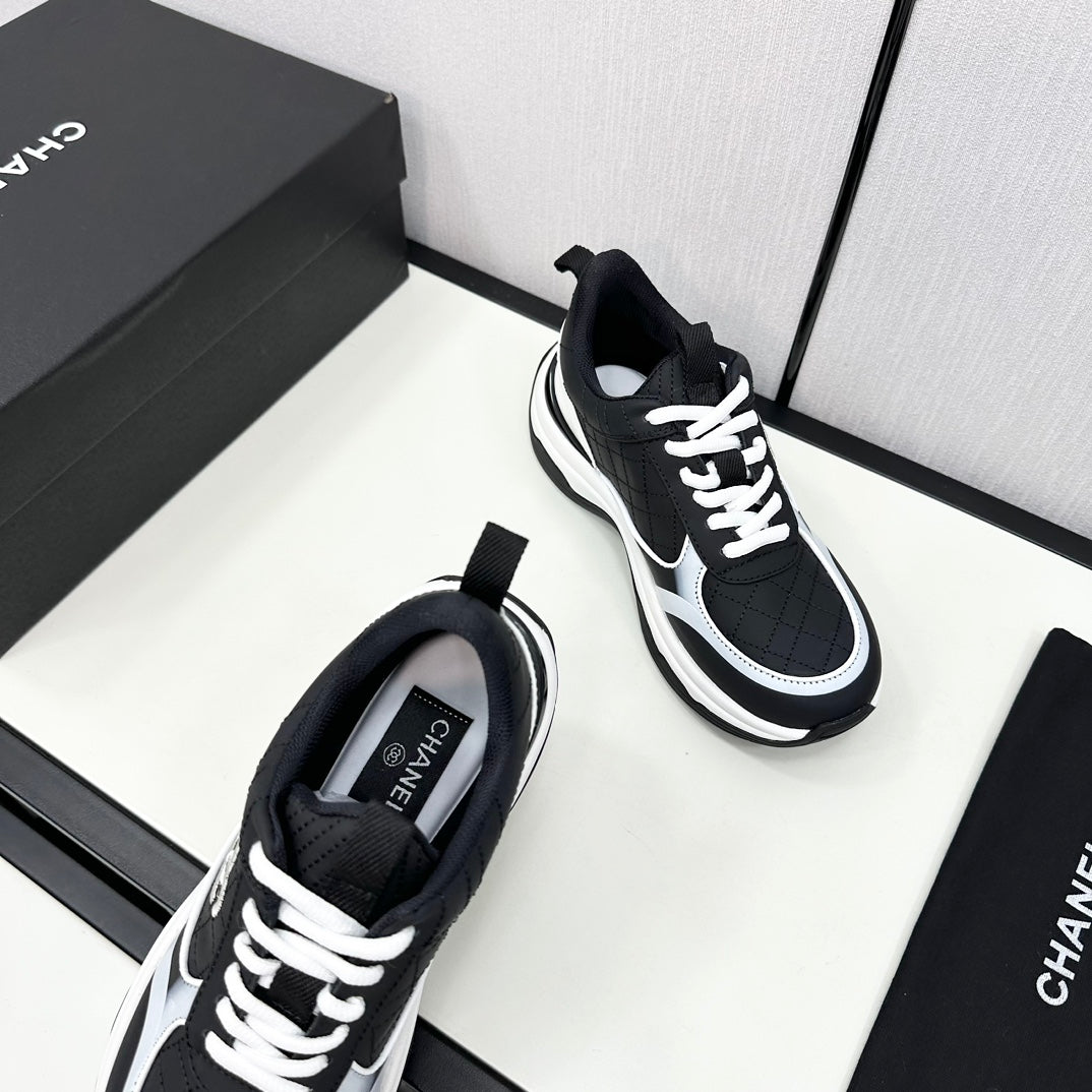 CC SNEAKER IN BLACK MIX WHITE EMBROIDERED LAMBSKIN