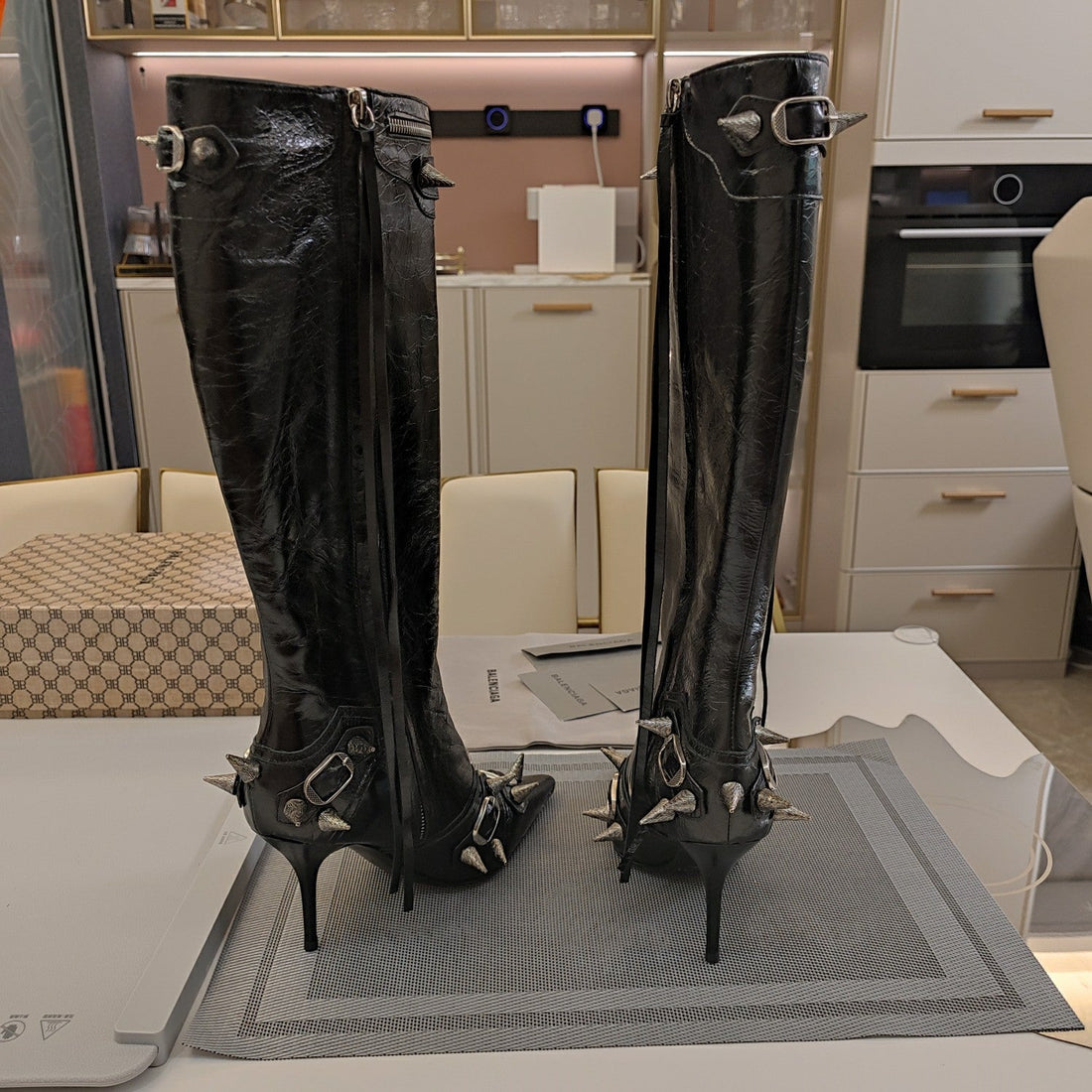 Balenciaga Cagole 90 mm Boots Black Lambskin 846485