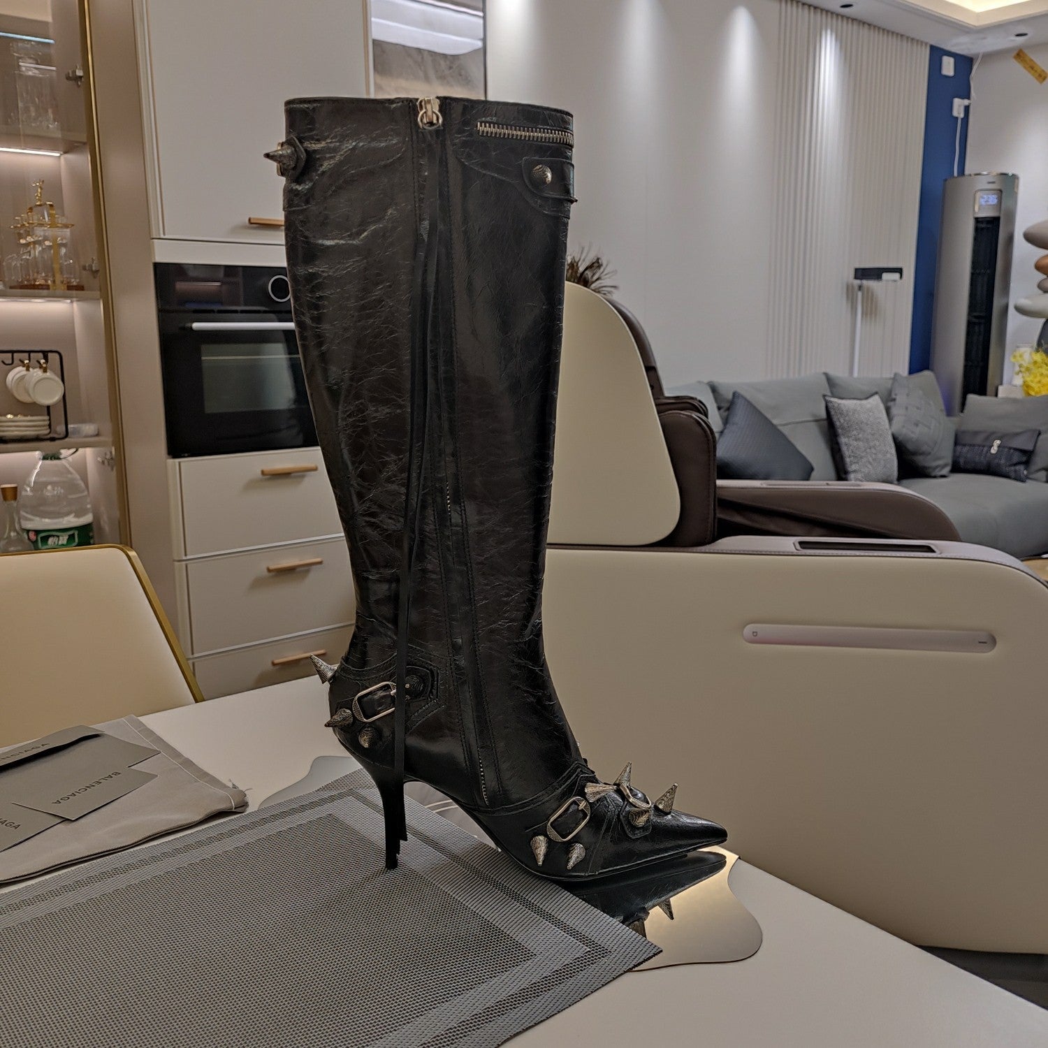 Balenciaga Cagole 90 mm Boots Black Lambskin 846485