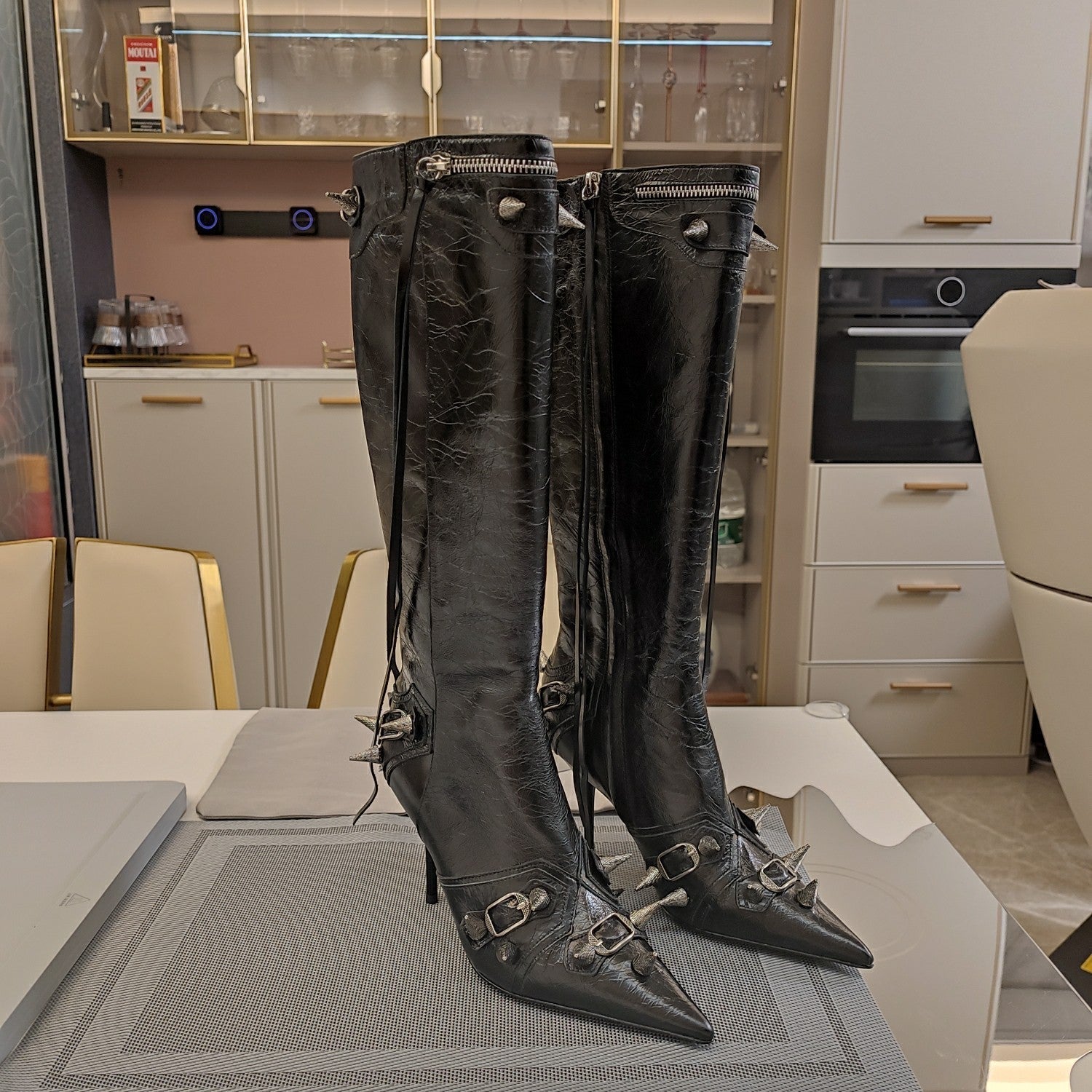Balenciaga Cagole 90 mm Boots Black Lambskin 846485