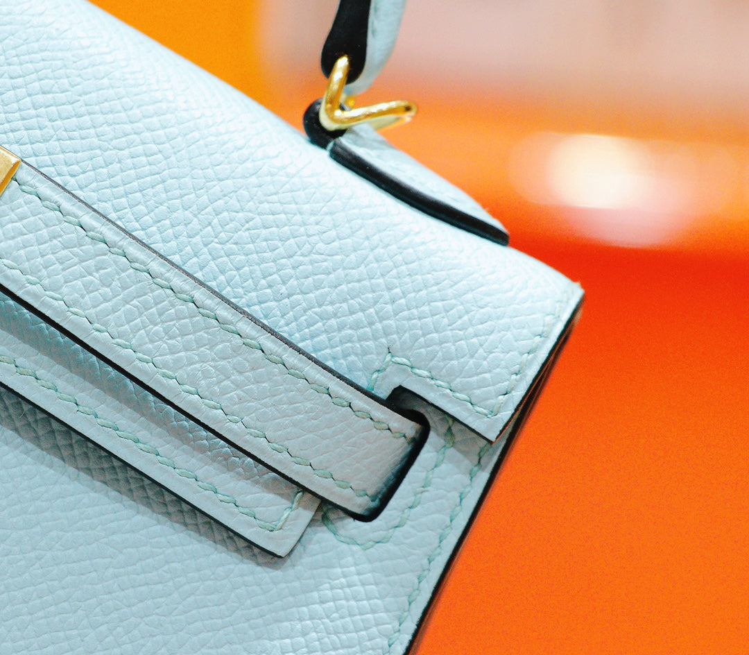 HM Mini Kelly 19cm Cloud Blue Epsom Gold Hardware