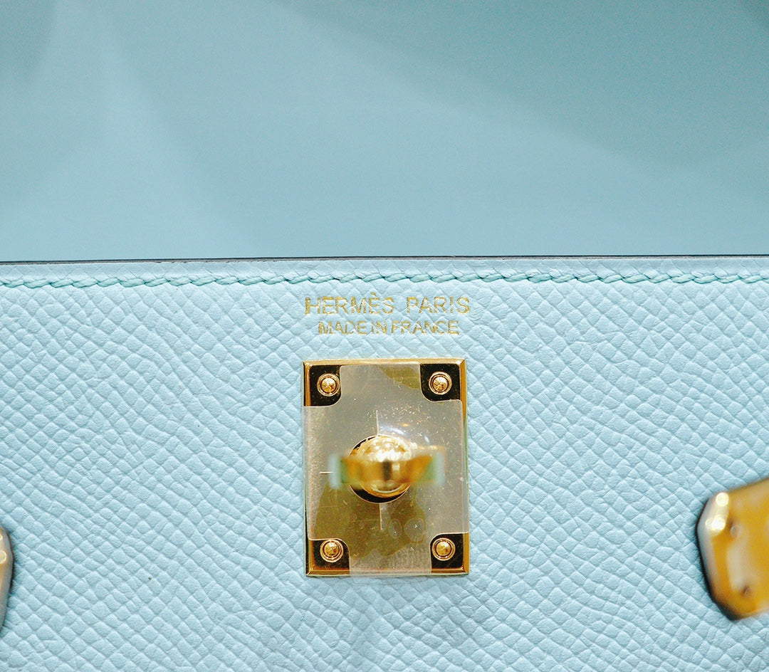 HM Mini Kelly 19cm Cloud Blue Epsom Gold Hardware
