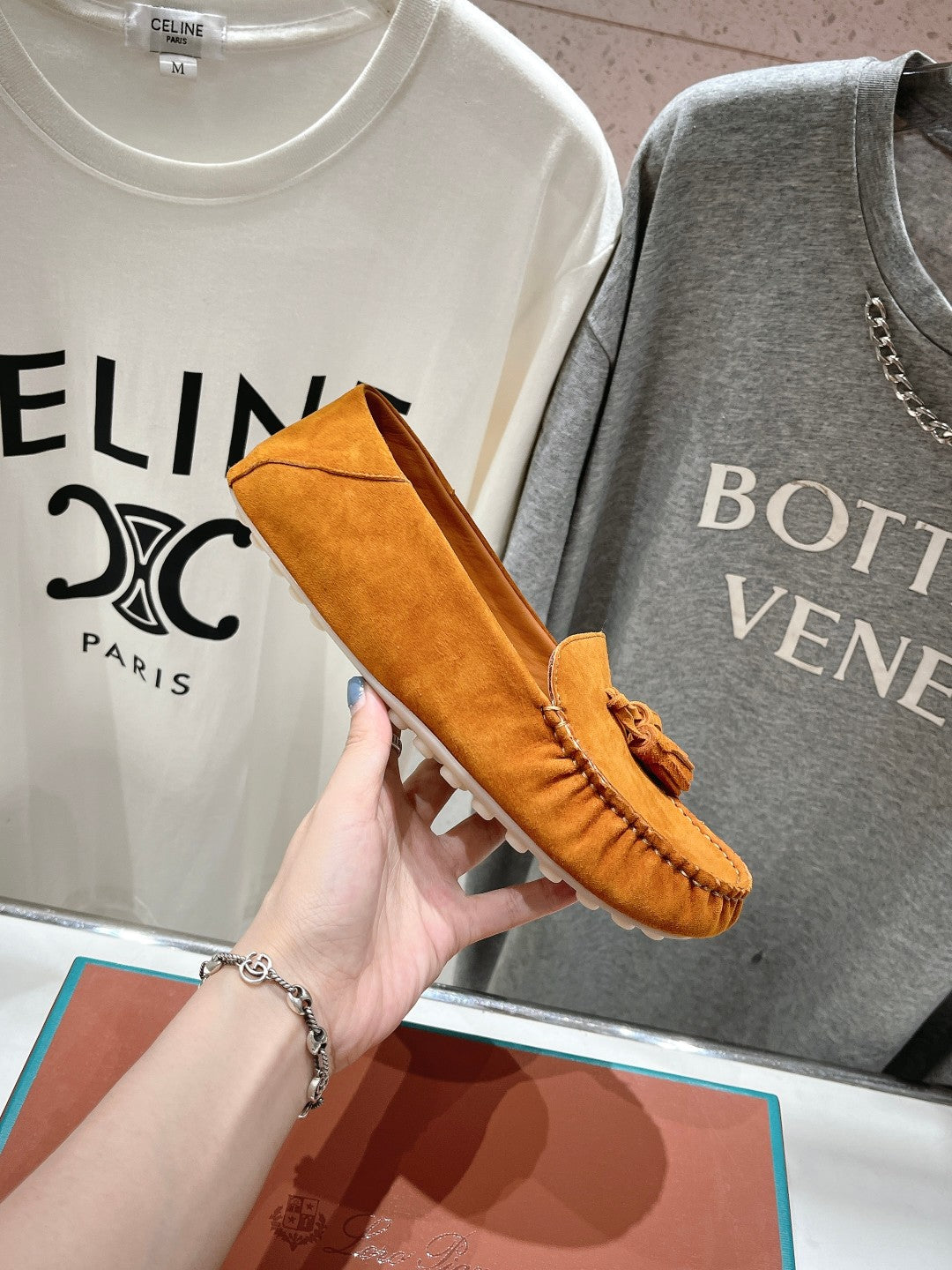 dot sole walk mocassin brown suede