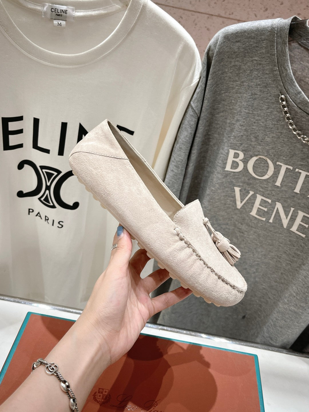 dot sole walk mocassin light brown suede