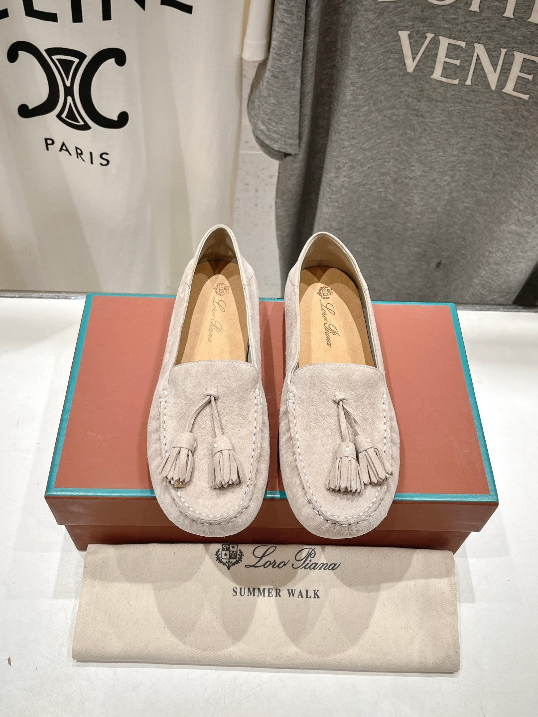 dot sole walk mocassin light brown suede