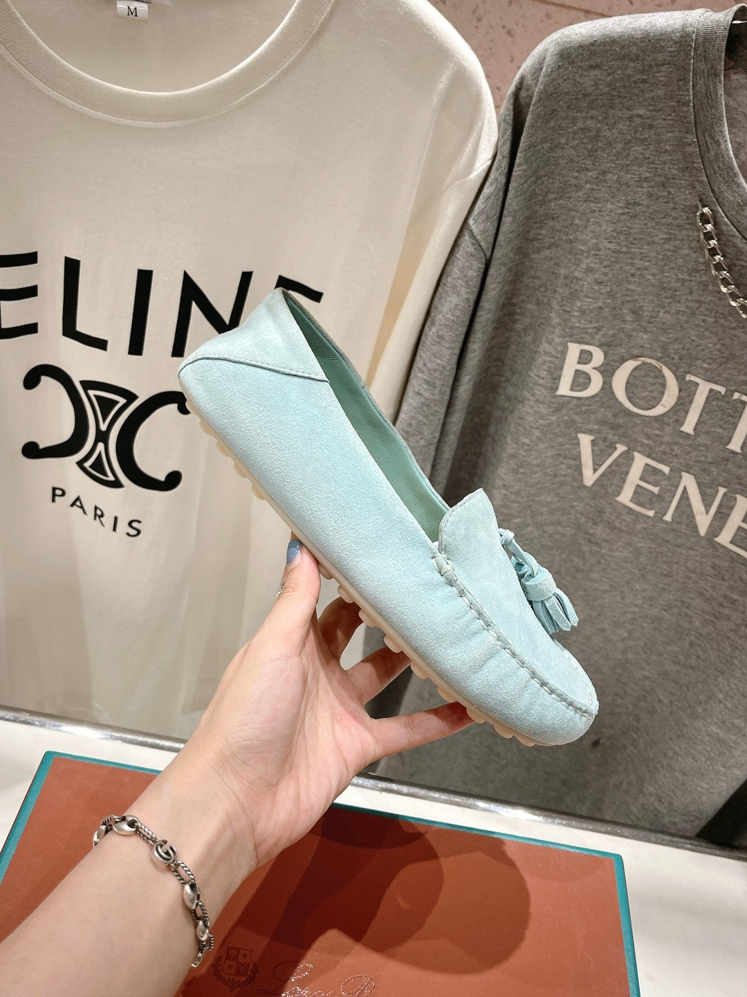 dot sole walk mocassin cloud blue suede