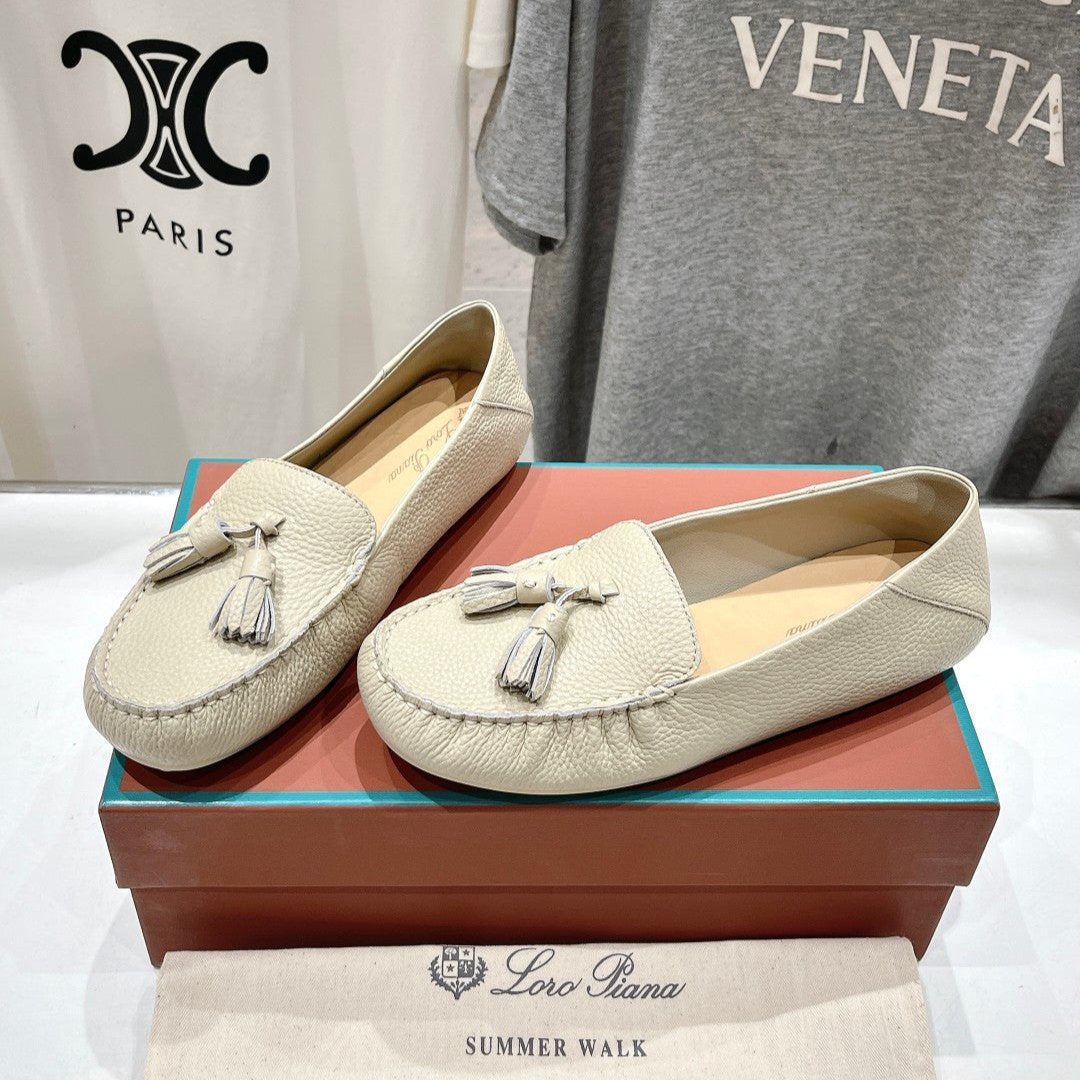 dot sole walk mocassin cream calfskin