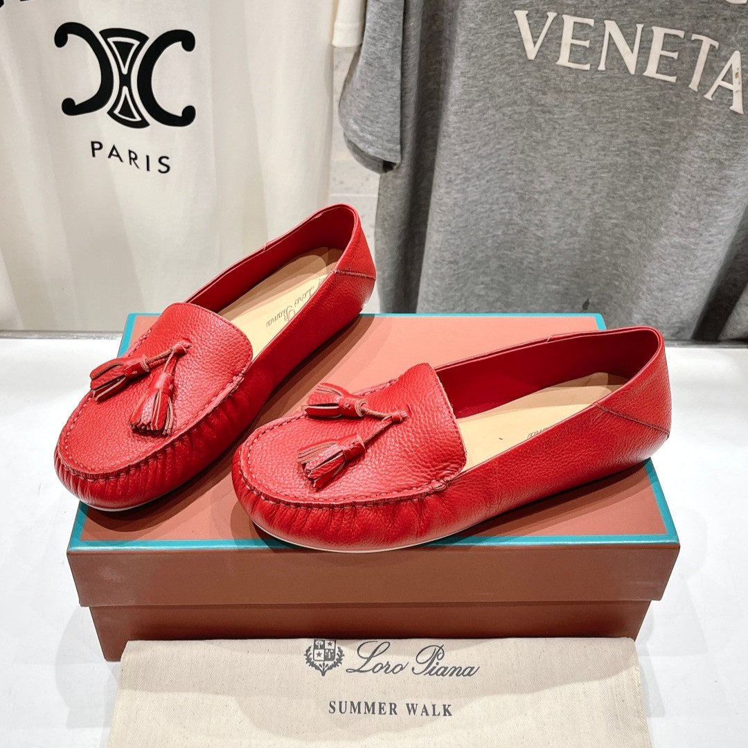 dot sole walk mocassin red calfskin