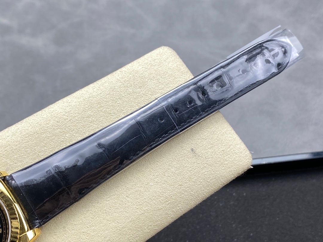 Rolex Day-Date 36mm Gold Black Dial Leather