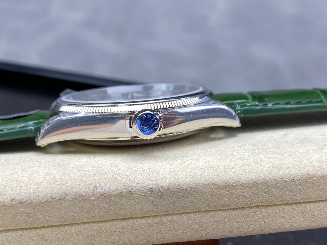 Rolex Perpetual 39mm Silver Green Dial