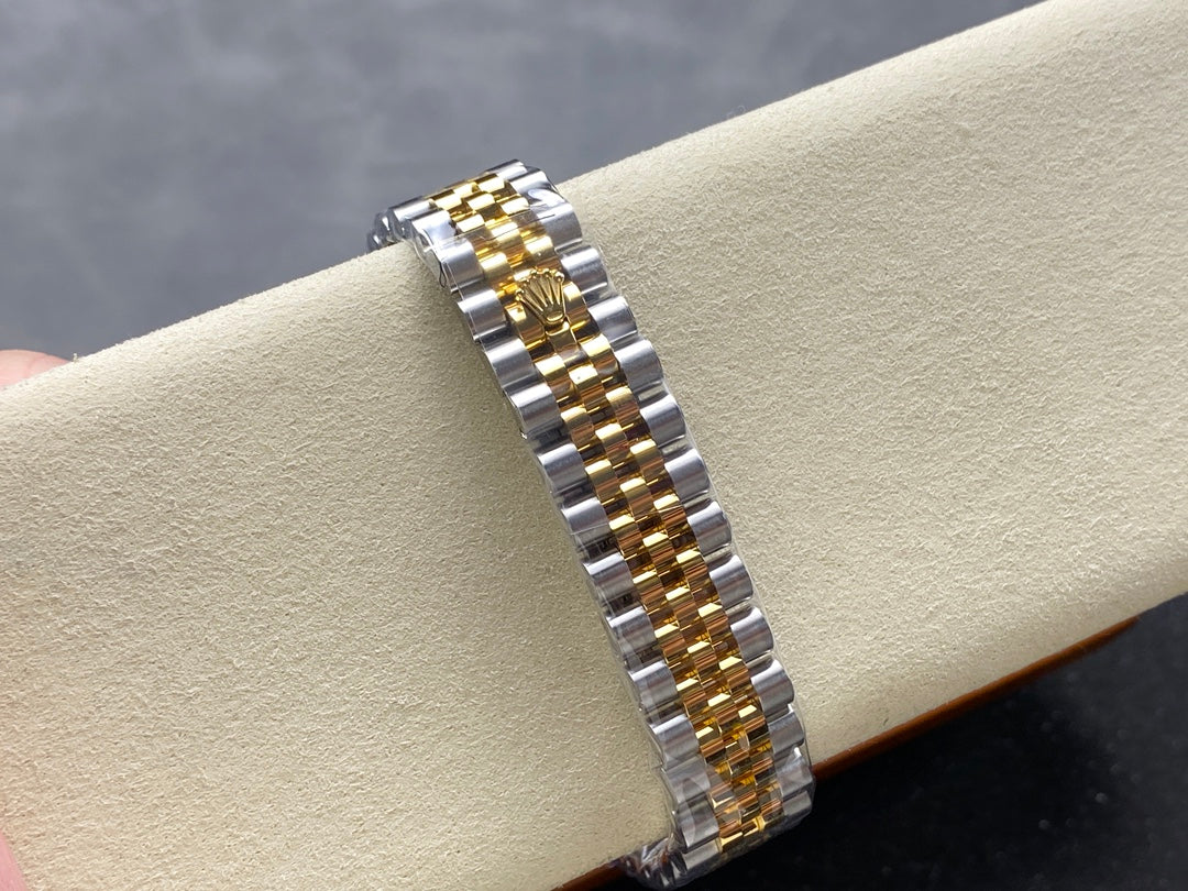 Datejust 31mm Yellow Gold Steel Diamond Bezel Purple Dial Diamond Numerals