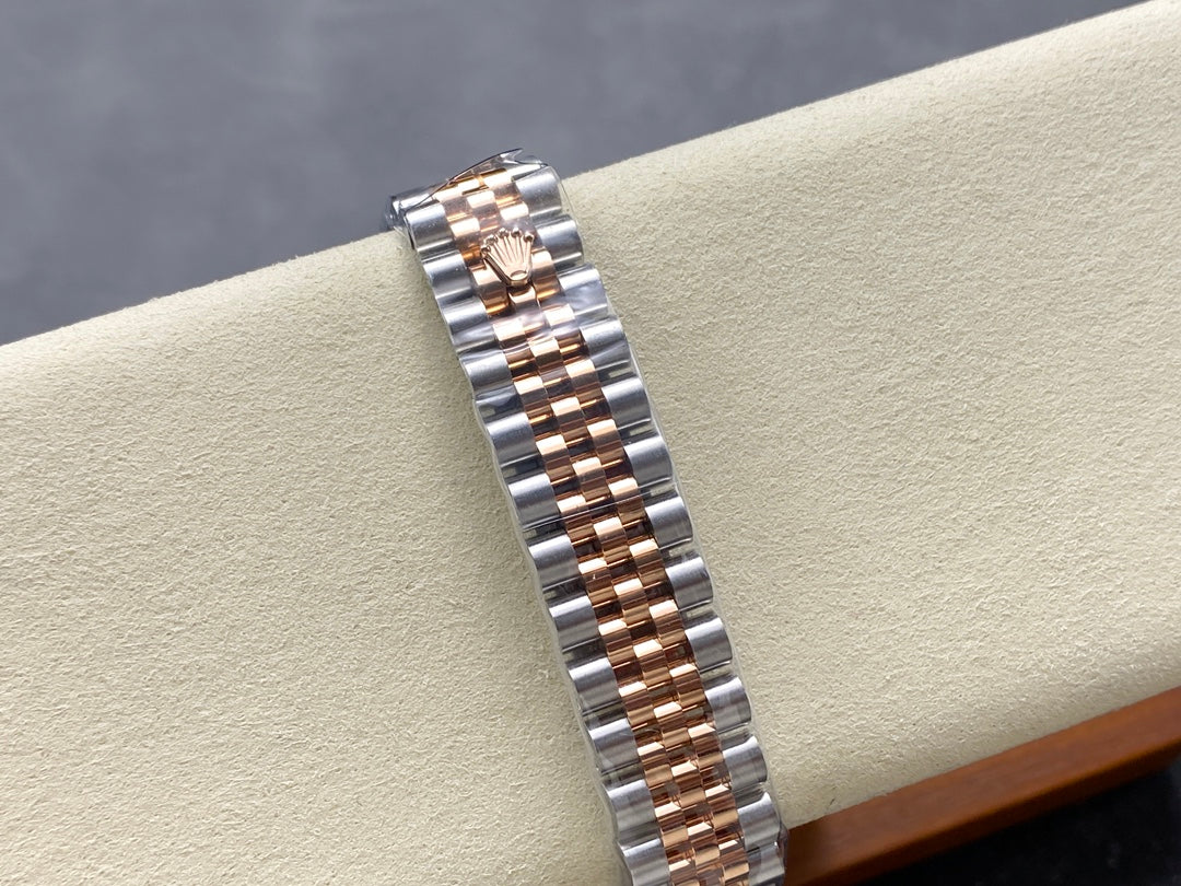 Datejust 31mm Pink Gold Steel Diamond Bezel Chocolate Dial Diamond Numerals