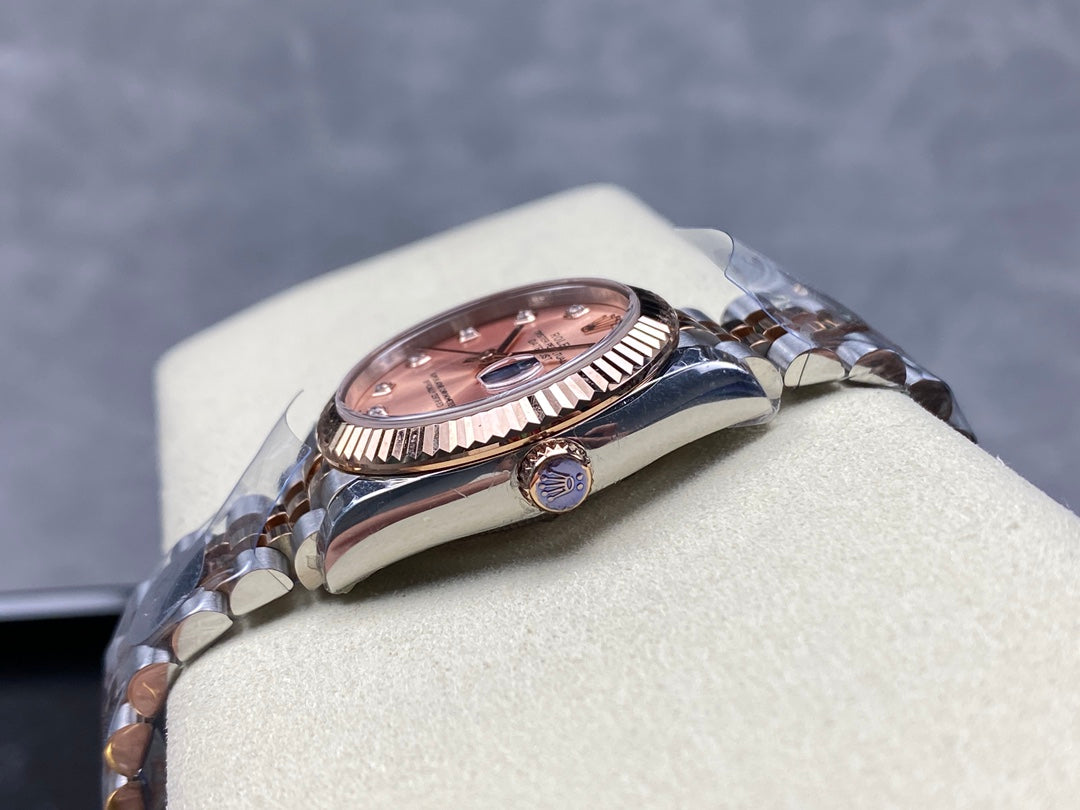 Datejust 31mm Pink Gold Steel Salmon Dial Diamond Numerals