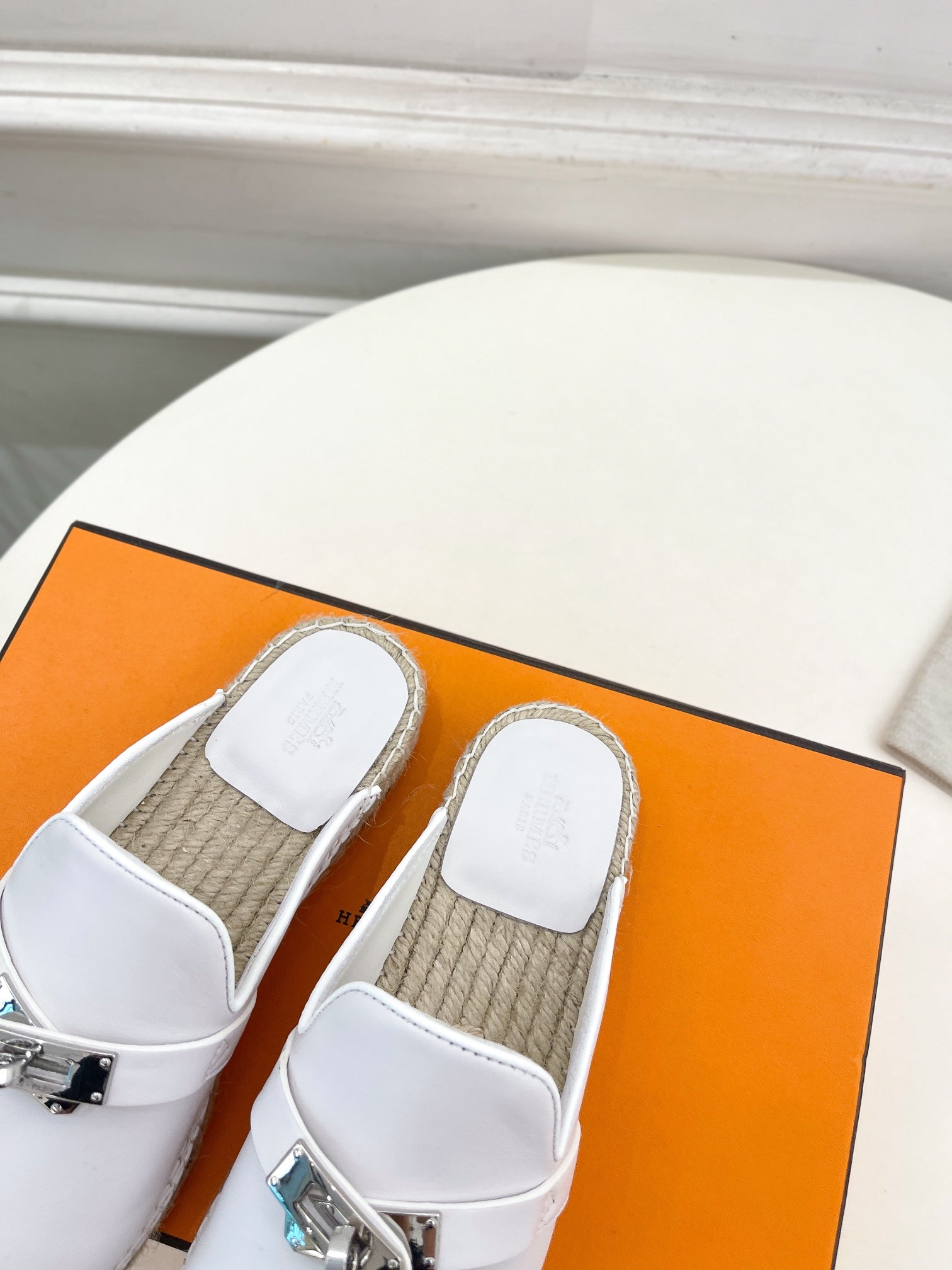 HM Feria Espadrille 20mm White Calfskin And Handwoven Hemp Rope 967989