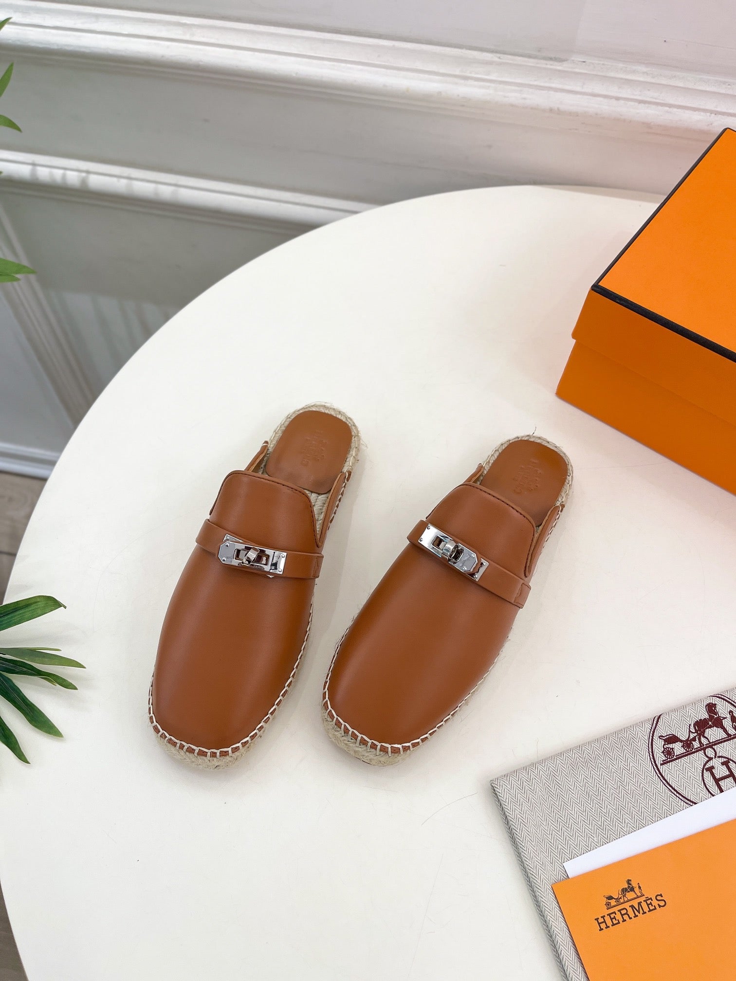 HM Feria Espadrille 20mm Brown Calfskin And Handwoven Hemp Rope 967990